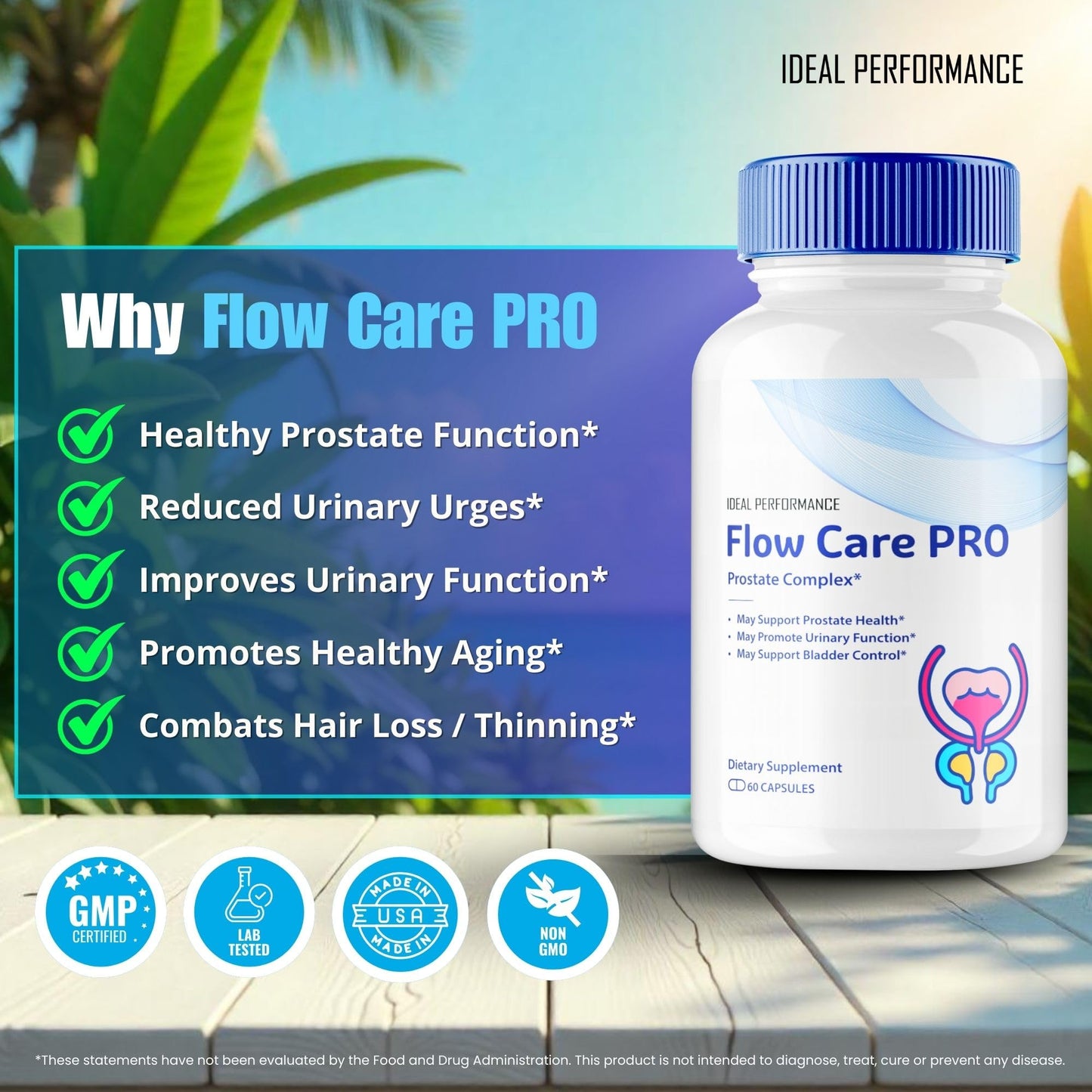 IDEAL PERFORMANCE Flow Care Prostate Health Supplements for Men Capsules 300