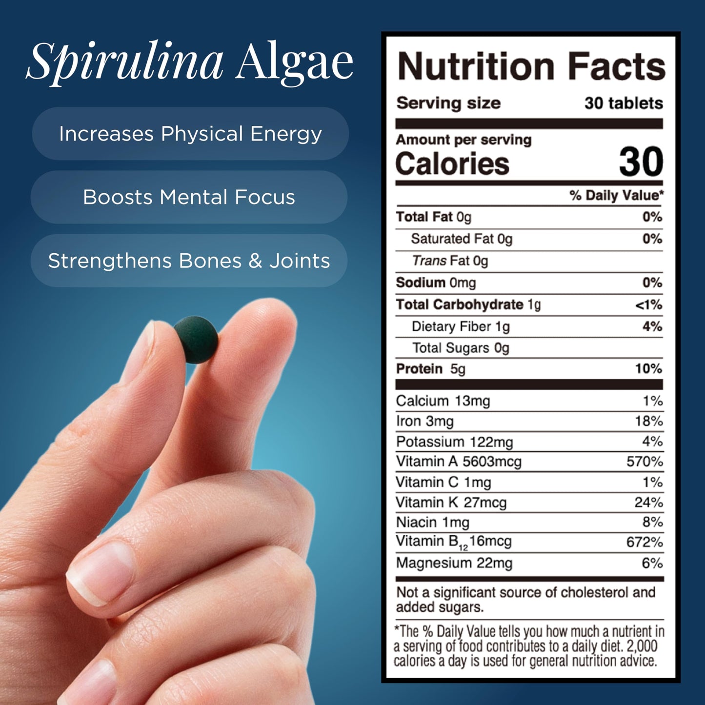 ENERGYBITS Organic Spirulina Tablets 1000