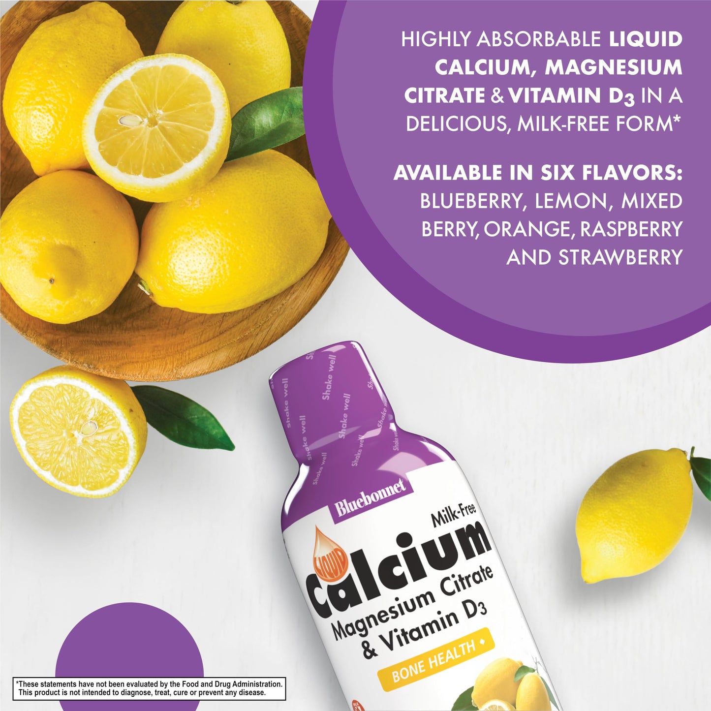 BlueBonnet Liquid Calcium Citrate Magnesium Citrate with Vitamin D3, Bone Health, 16 Fl Oz