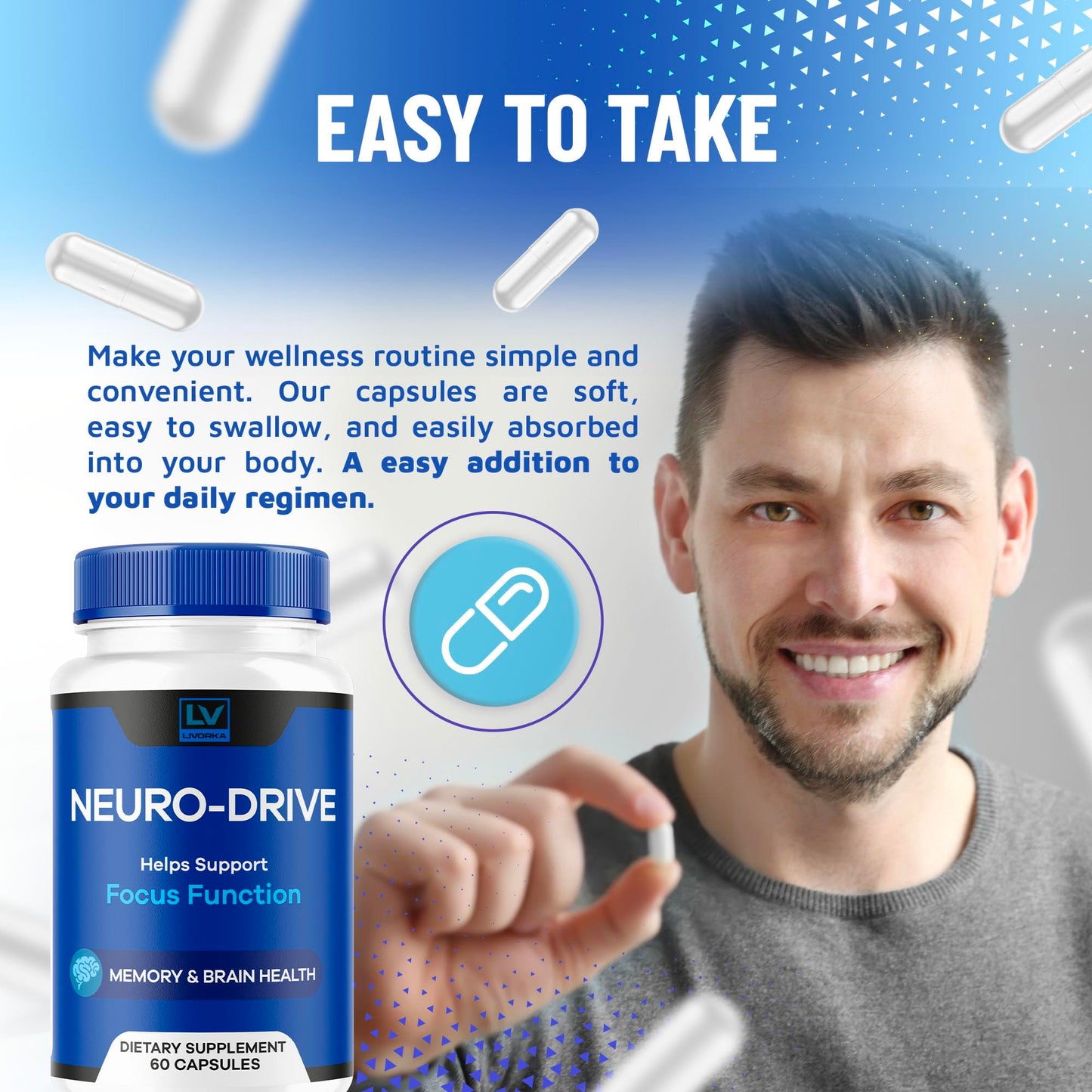 LIVORKA Neuro Drive Capsules Advanced Formula, 300 Capsules