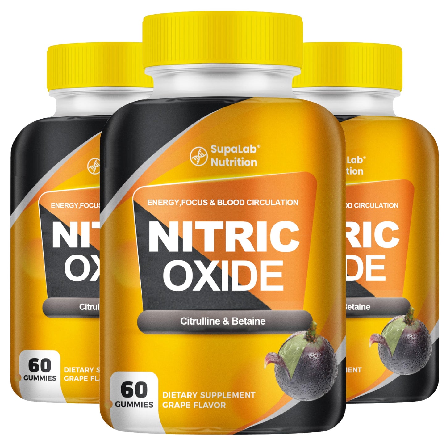 MEGNETA Nitric Oxide Supplements for Men - Citrulline Malate, Mg Beta Alanine, Betaine Capsules 180