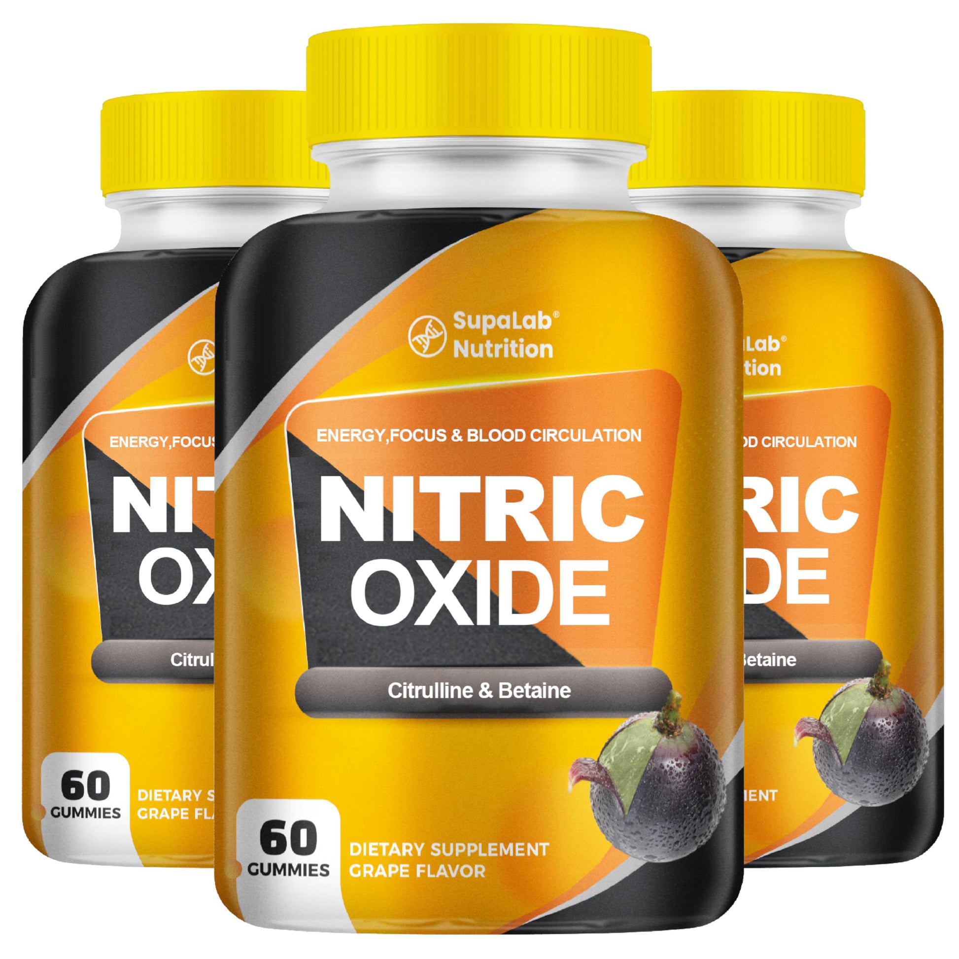 MEGNETA Nitric Oxide Supplements for Men - Citrulline Malate, Mg Beta Alanine, Betaine Capsules 180