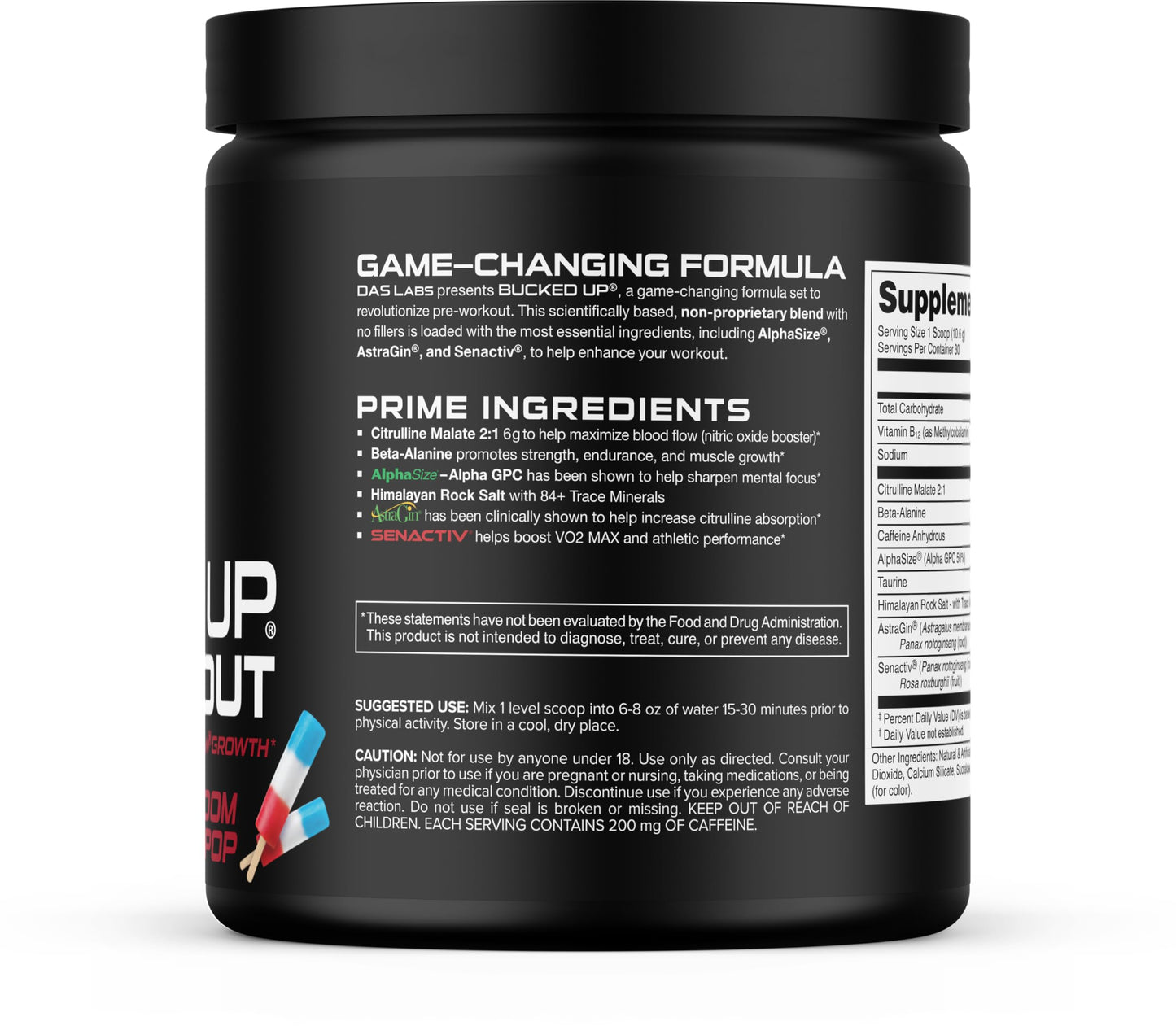 Bucked Up Pre Workout Freedom Pop Powder 12.5 Ounce