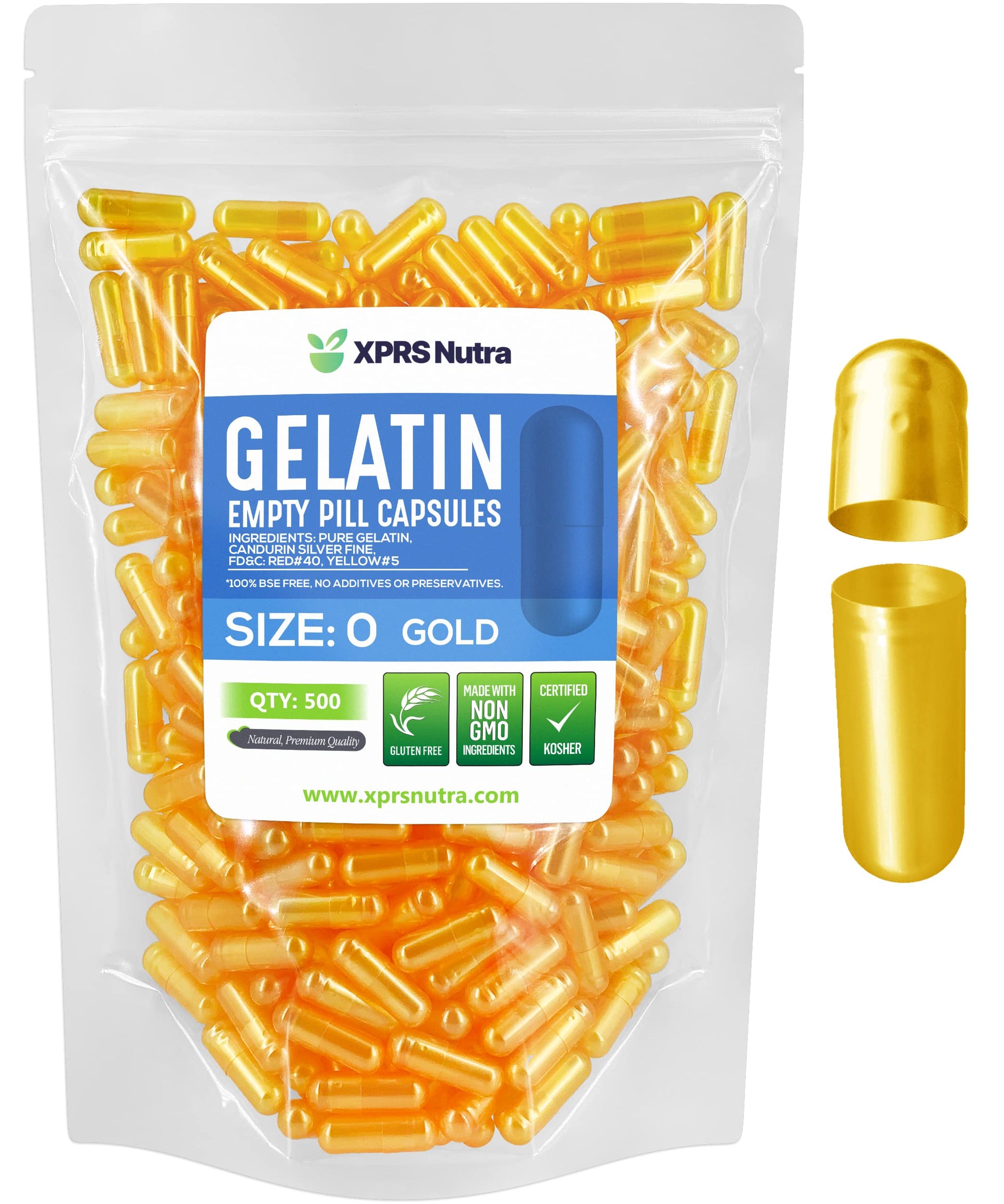 XPRS Nutra Size 0 Empty Gelatin Capsules Capsule, 500 Count