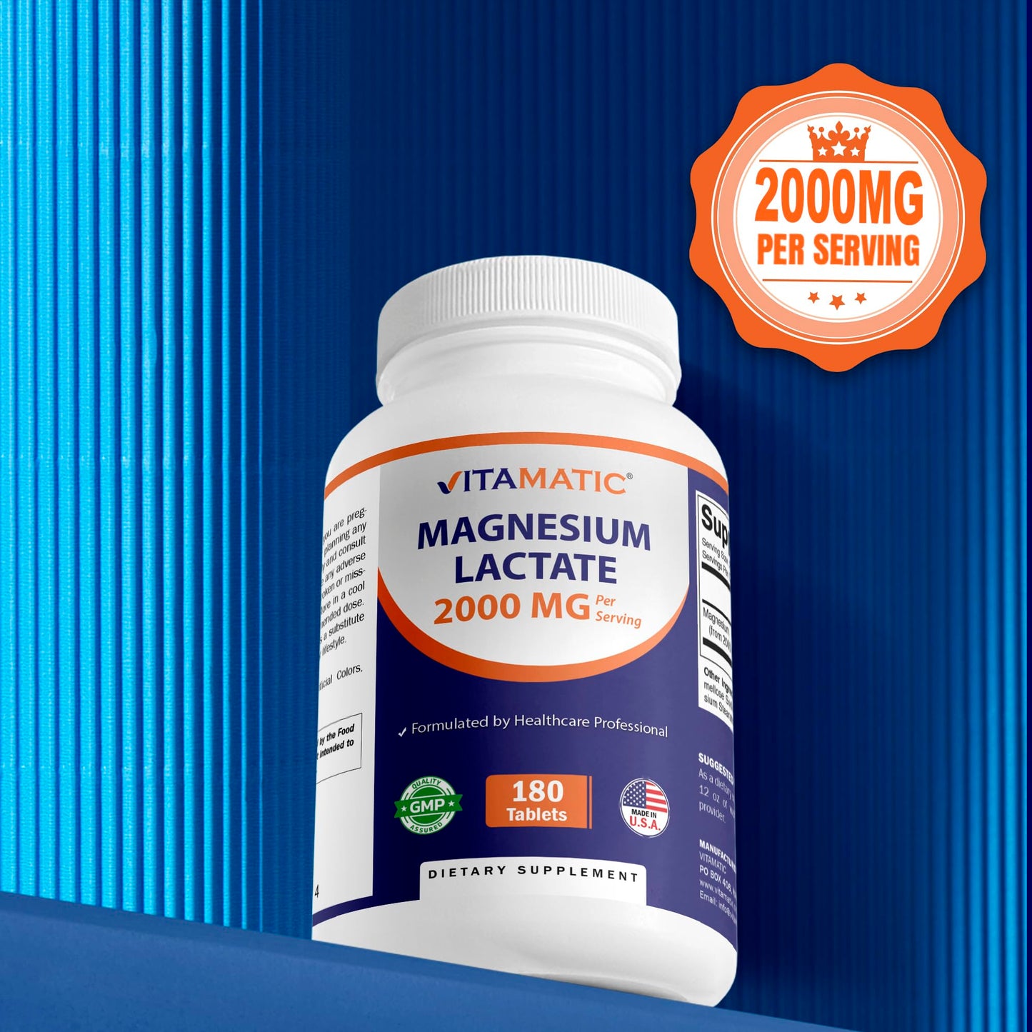 Vitamatic Magnesium Lactate 2000mg Tablet, 180 Tablets