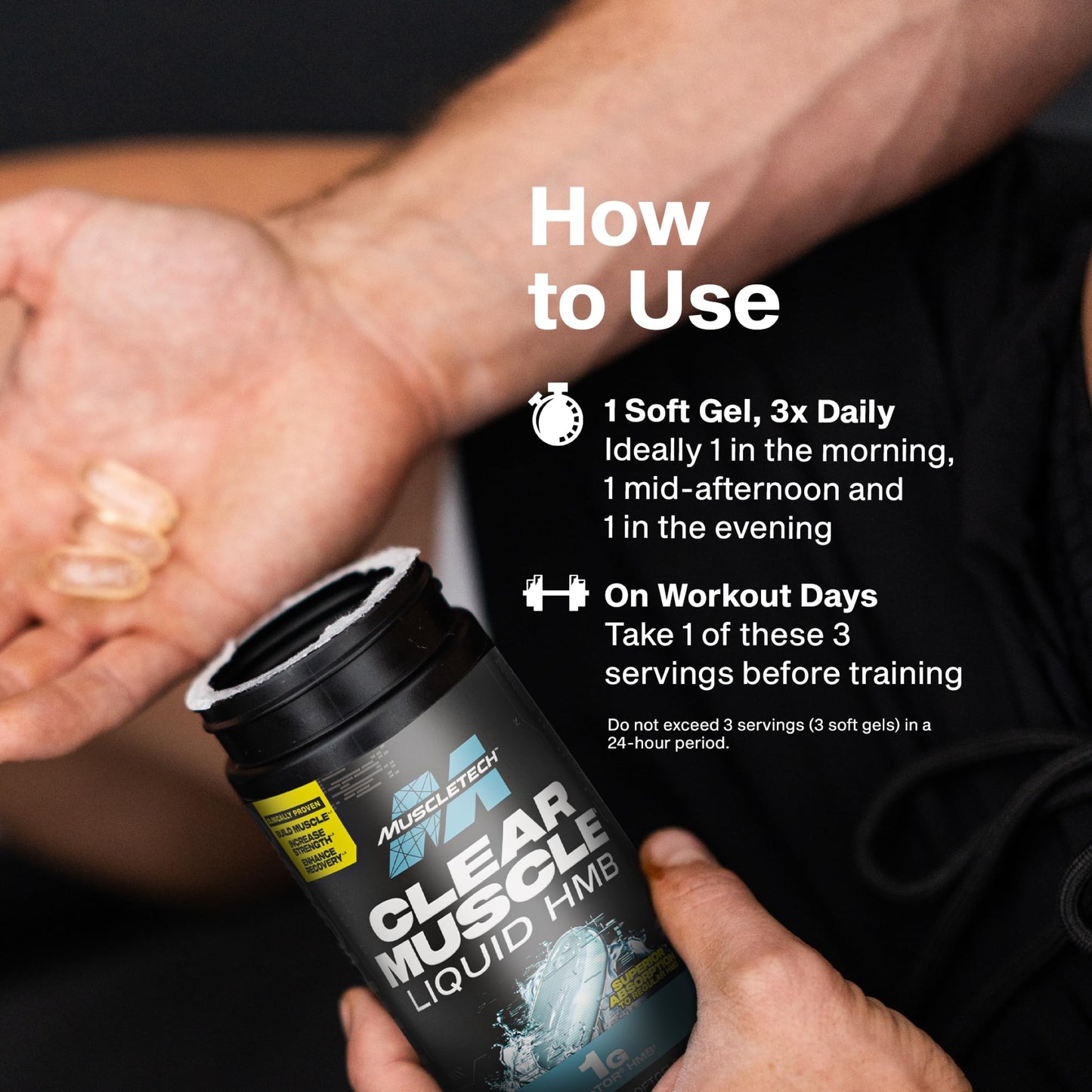 MuscleTech HMB Supplements 1000mg Clear Muscle Softgels 84 Count