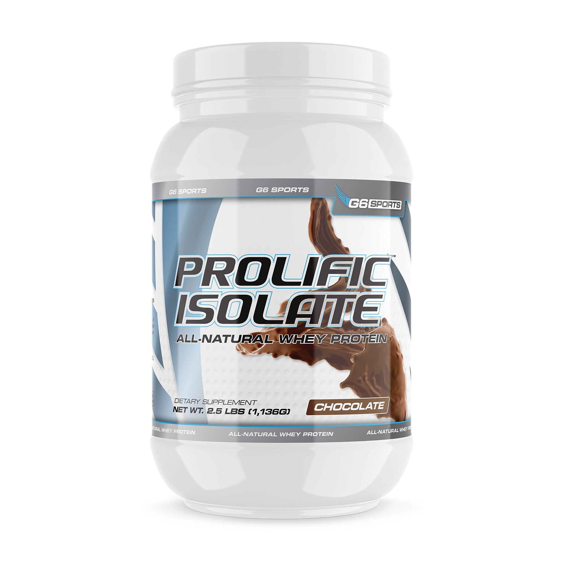 G6 Sports Prolific Isolate All Natural Whey Protein Isolate Powder Chocolate, 40 Servings