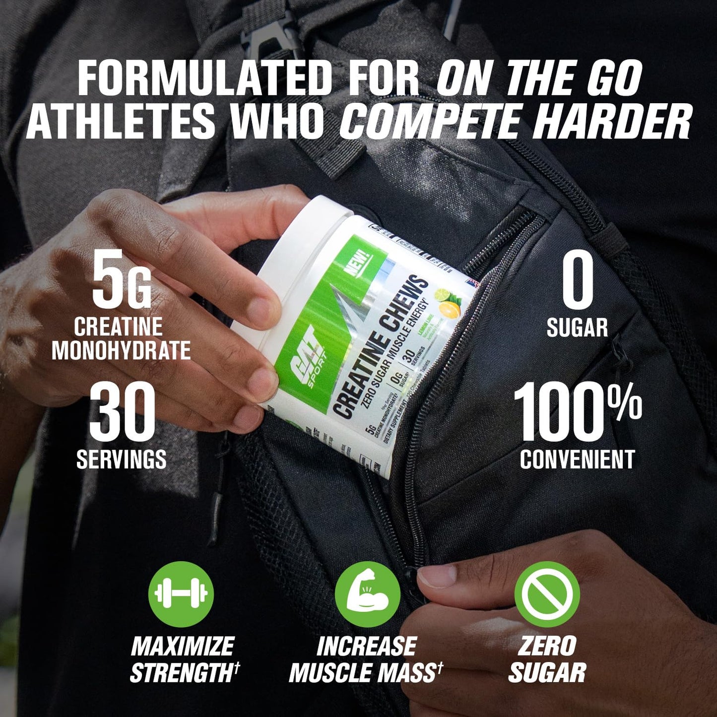 GAT SPORT Creatine Chews Chewable, 30 Count