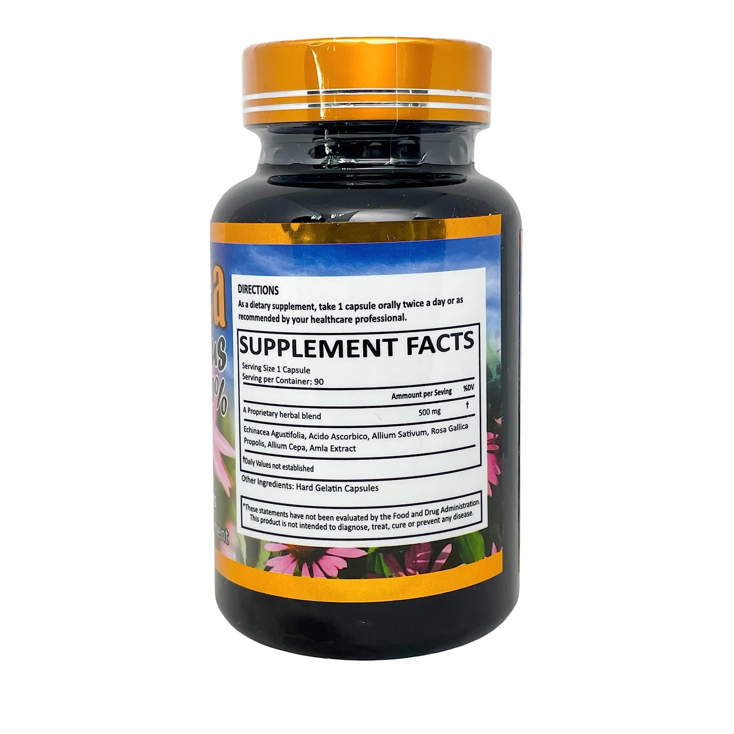 Productos El Colibri Echinacea Angustifolia Proprietary Blend 500mg Capsules, 90 Count