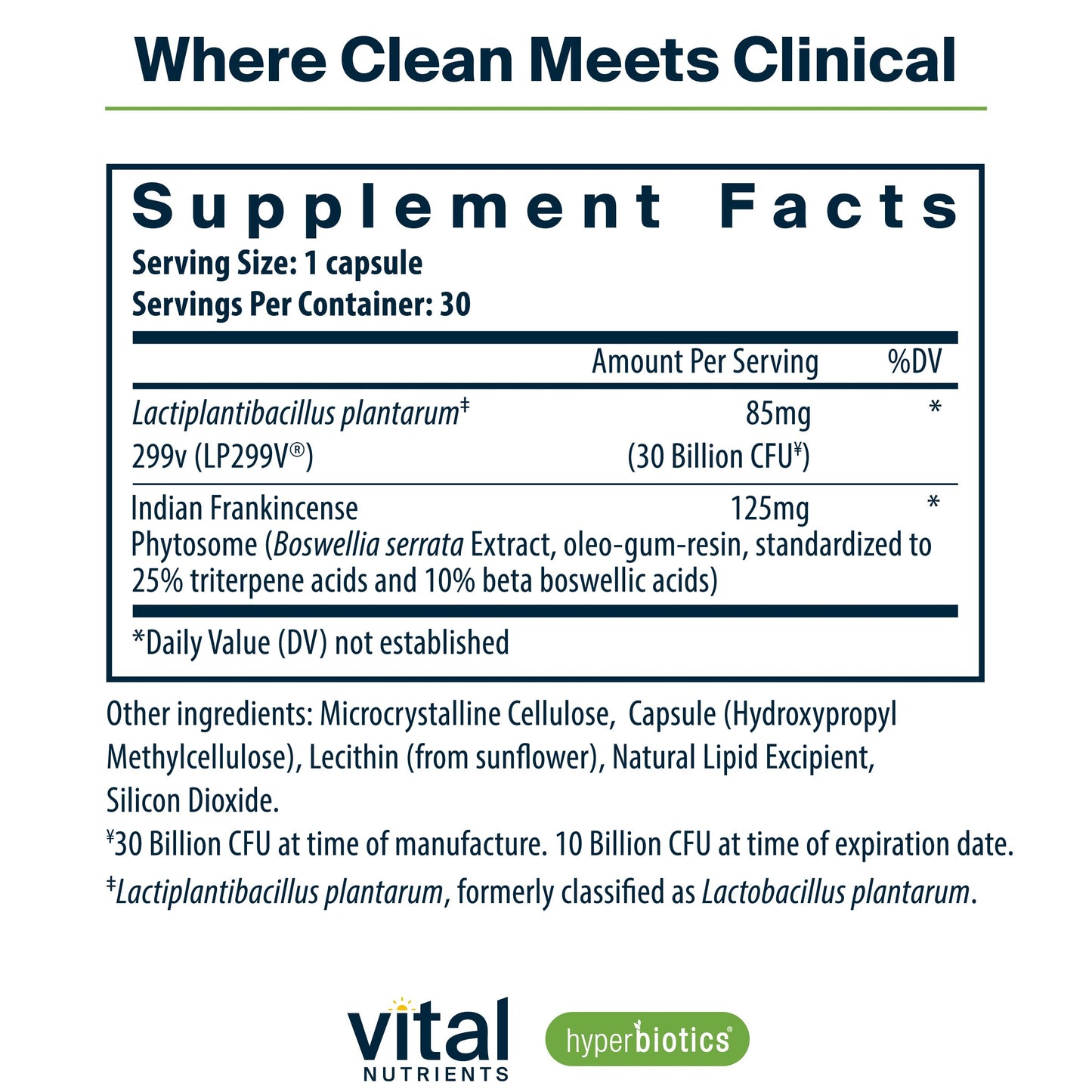 Hyperbiotics Vital Nutrients IBS Probiotic 30 Capsules
