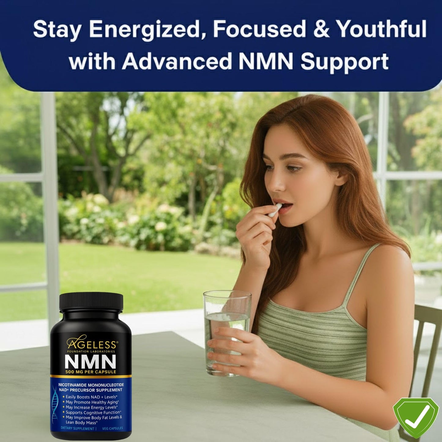 Ageless Foundation Laboratories NMN Supplement 500mg Capsule, 90 Capsules