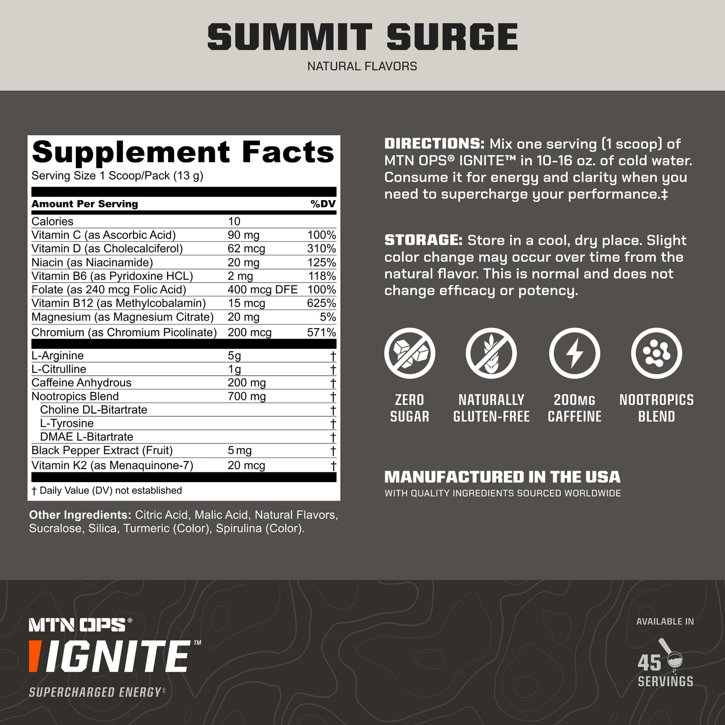 MTN OPS Ignite Energy Powder 9.2 Trail Packs 20 Sachets