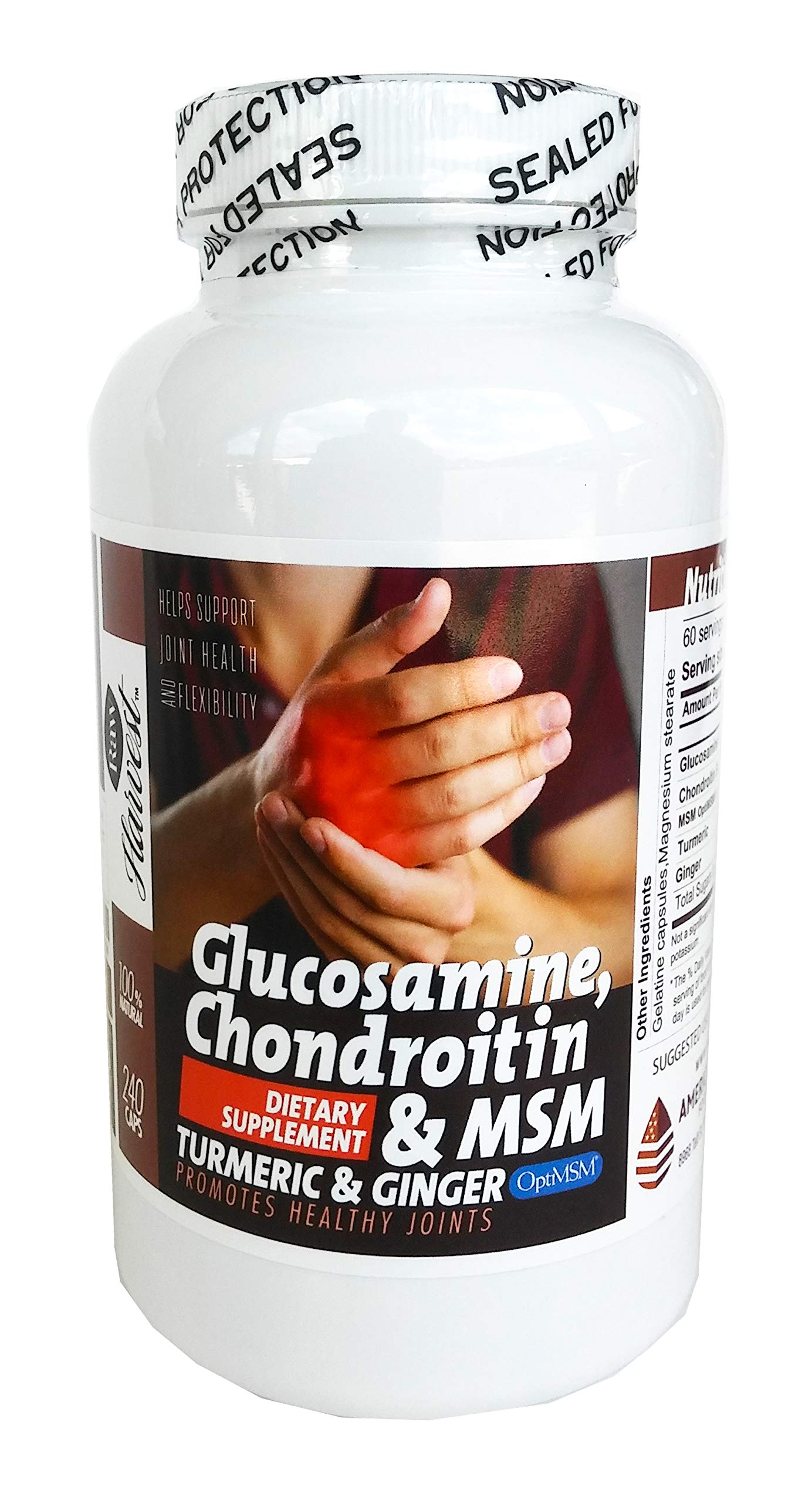 RawHarvest Glucosamine & Chondroitin with MSM, Turmeric, Ginger Capsules 240