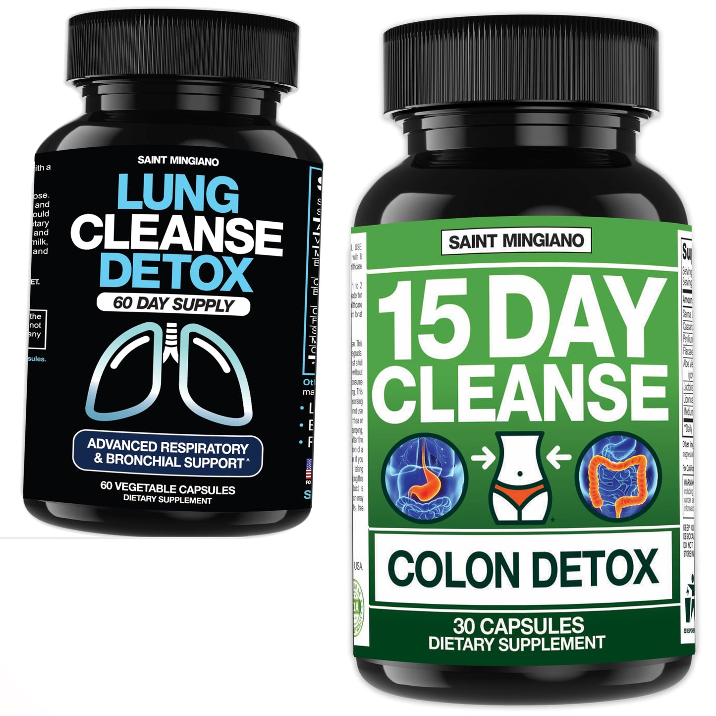 Saint Mingiano 15 Day Cleanse Colon Detox with Lung Cleanse Detox, 60 Day Cleanse 90 Capsules