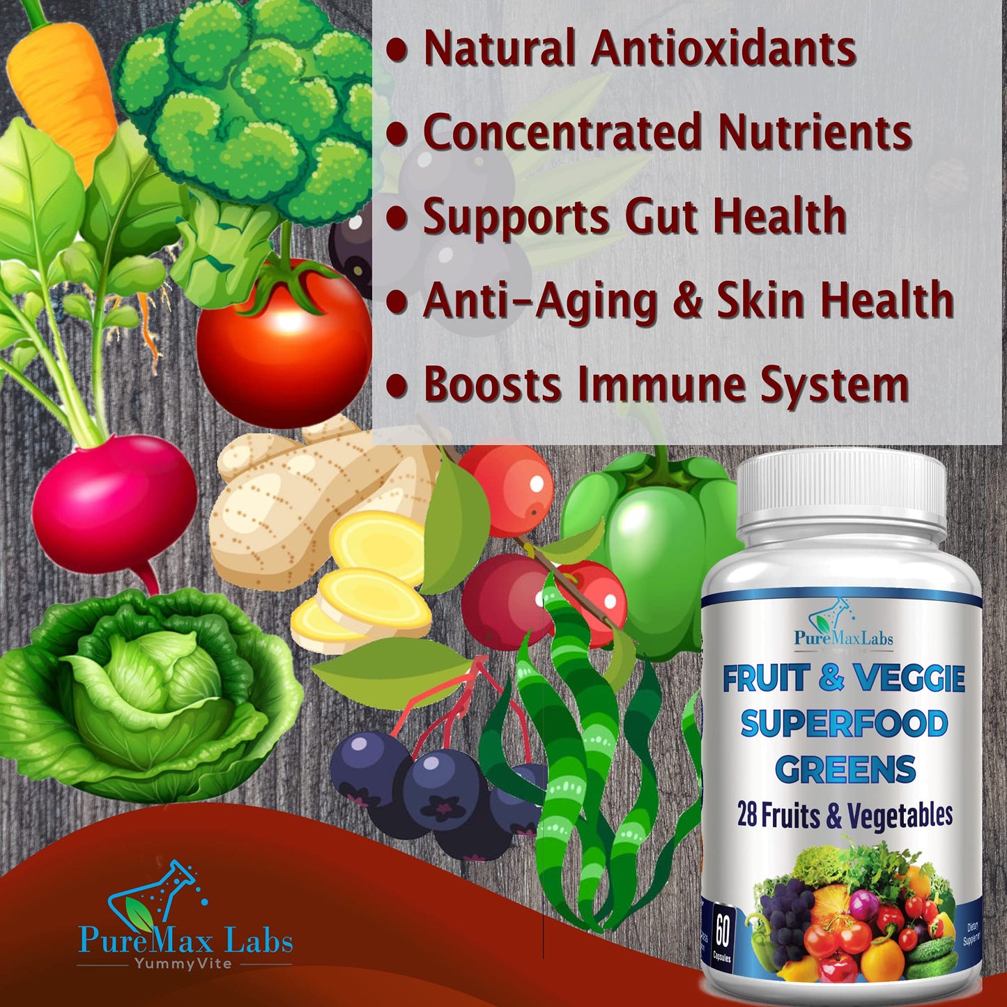 YUMMYVITE Fruit and Veggie Superfood Greens 60 Tablets