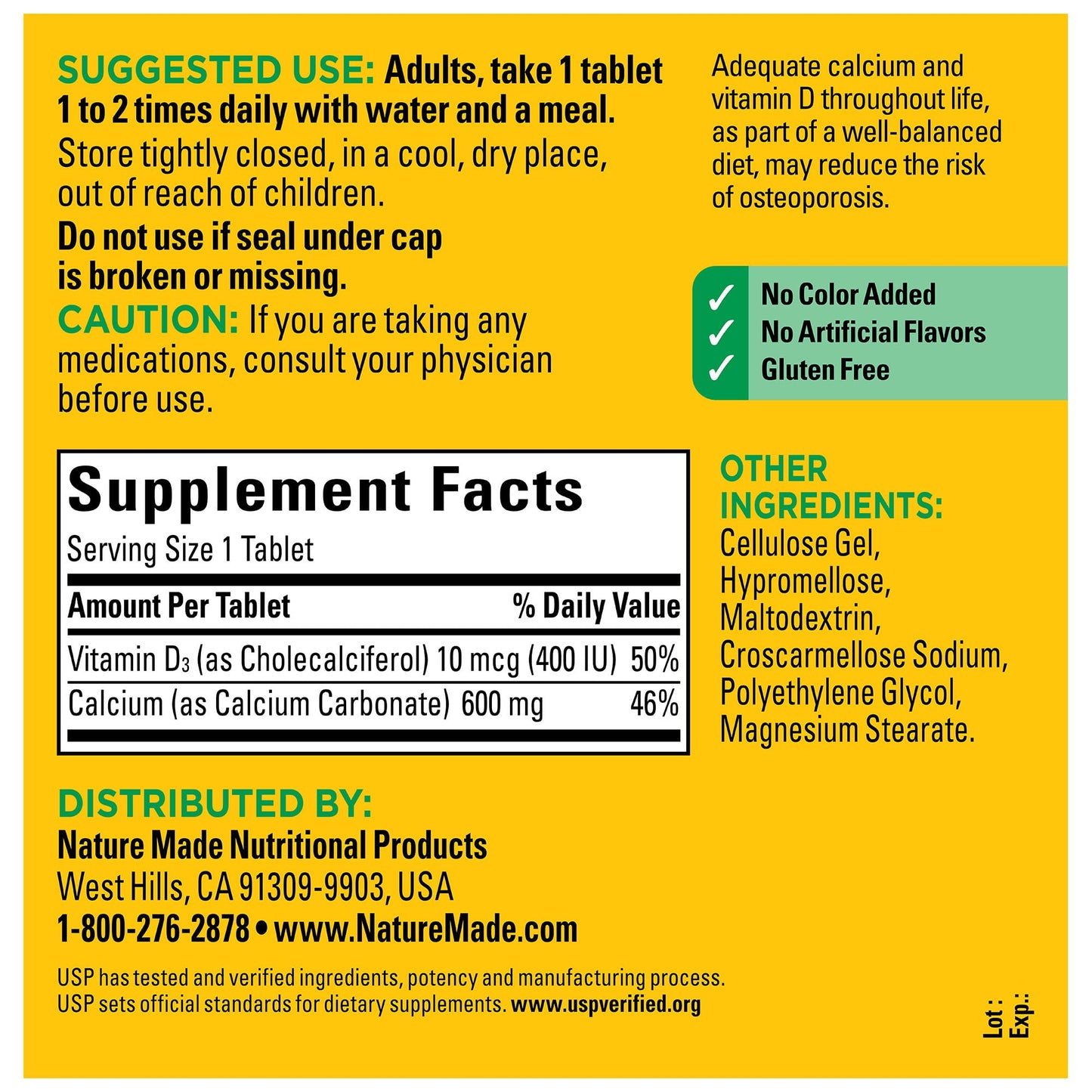 Nature Made Calcium 600 mg with Vitamin D3 Tablet, 220 Tablets
