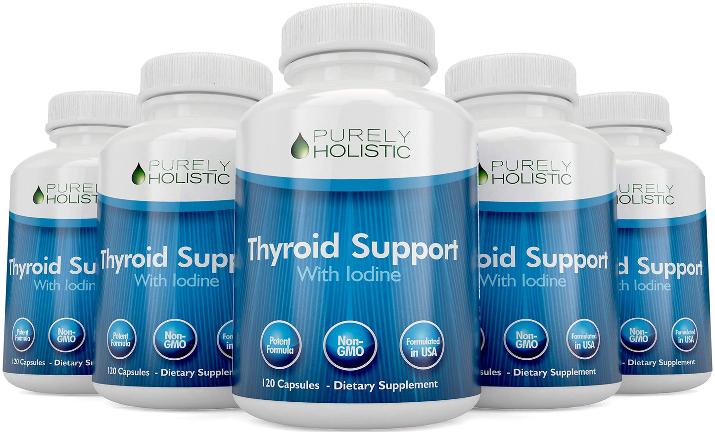 Purely Holistic Thyroid Support Iodine Supplement with Zinc, Selenium, L-Tyrosine & Vitamin B12 Capsule, 120 Count