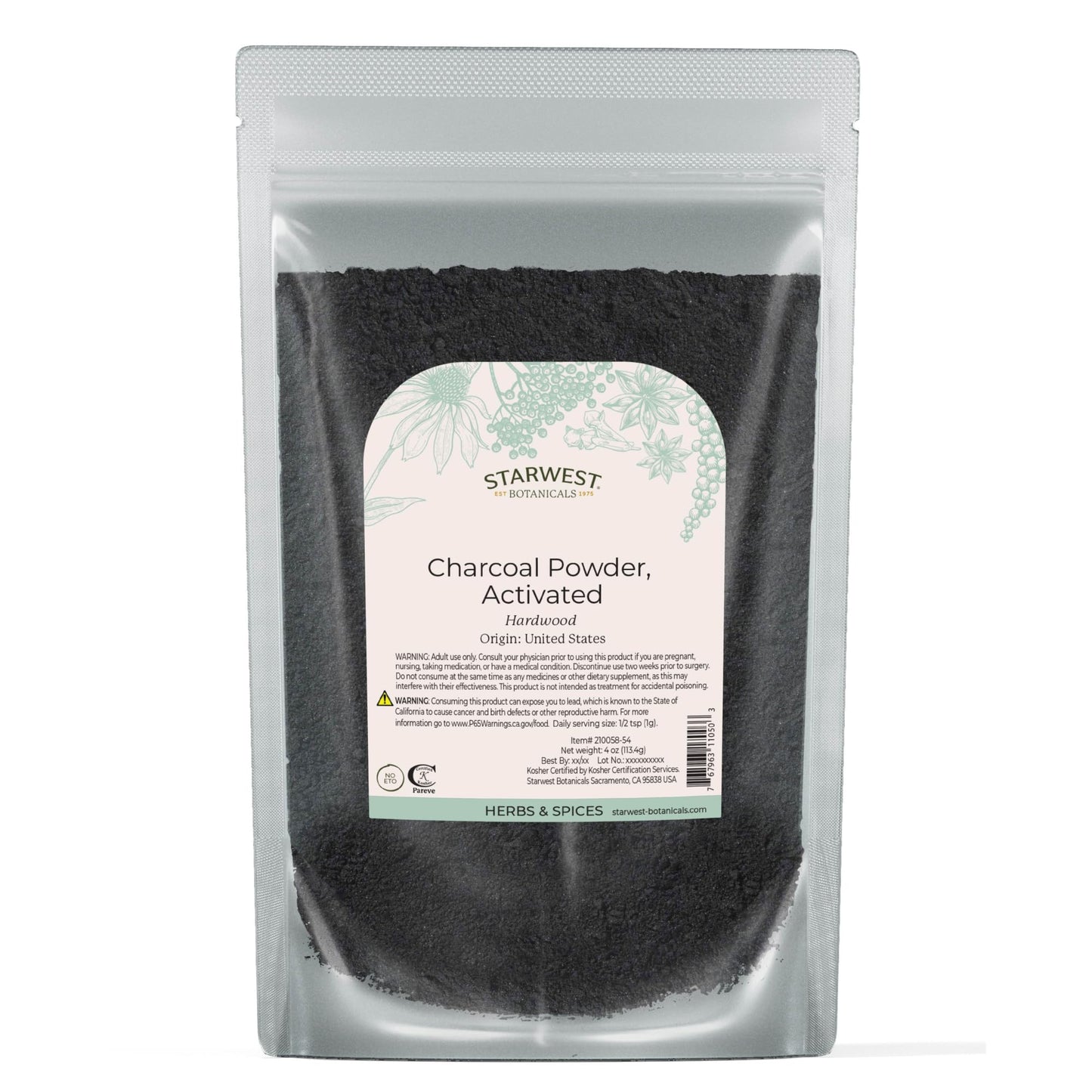 Starwest Botanicals Activated Hardwood Charcoal Powder, 4 oz