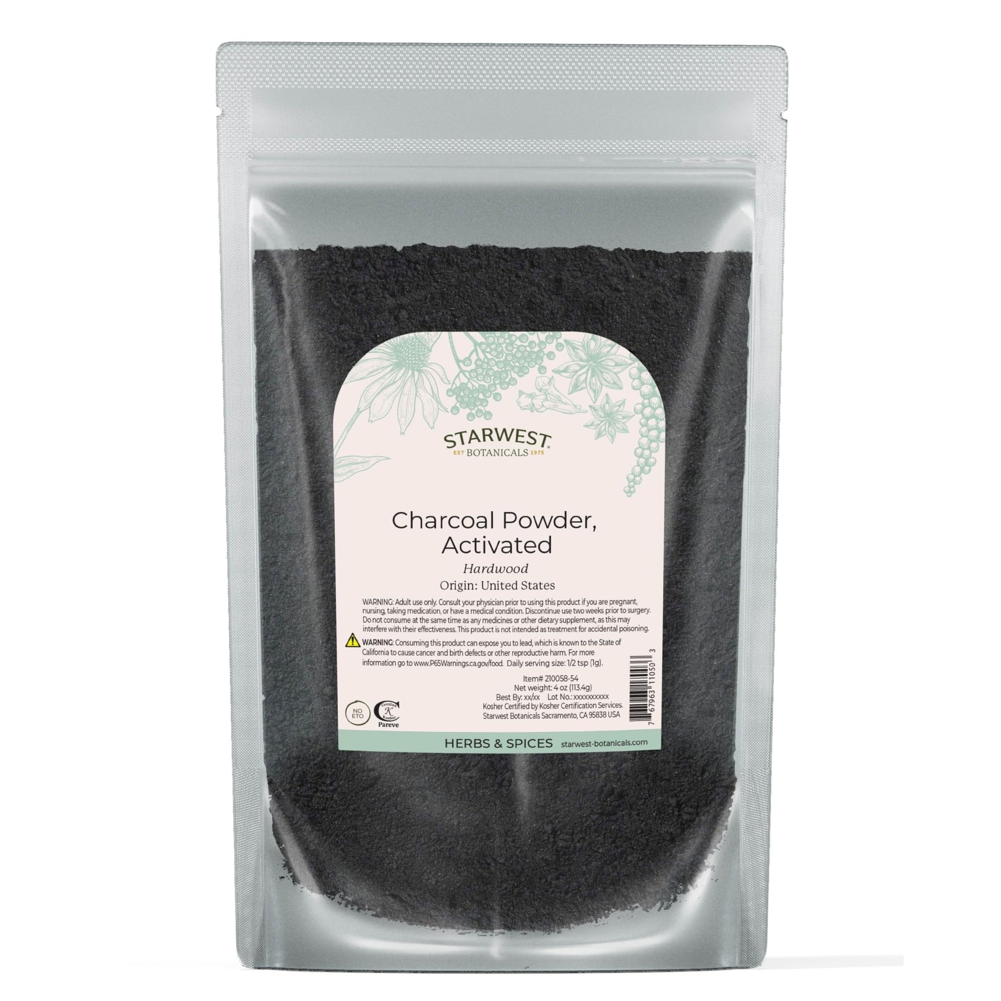 Starwest Botanicals Activated Hardwood Charcoal Powder, 4 oz
