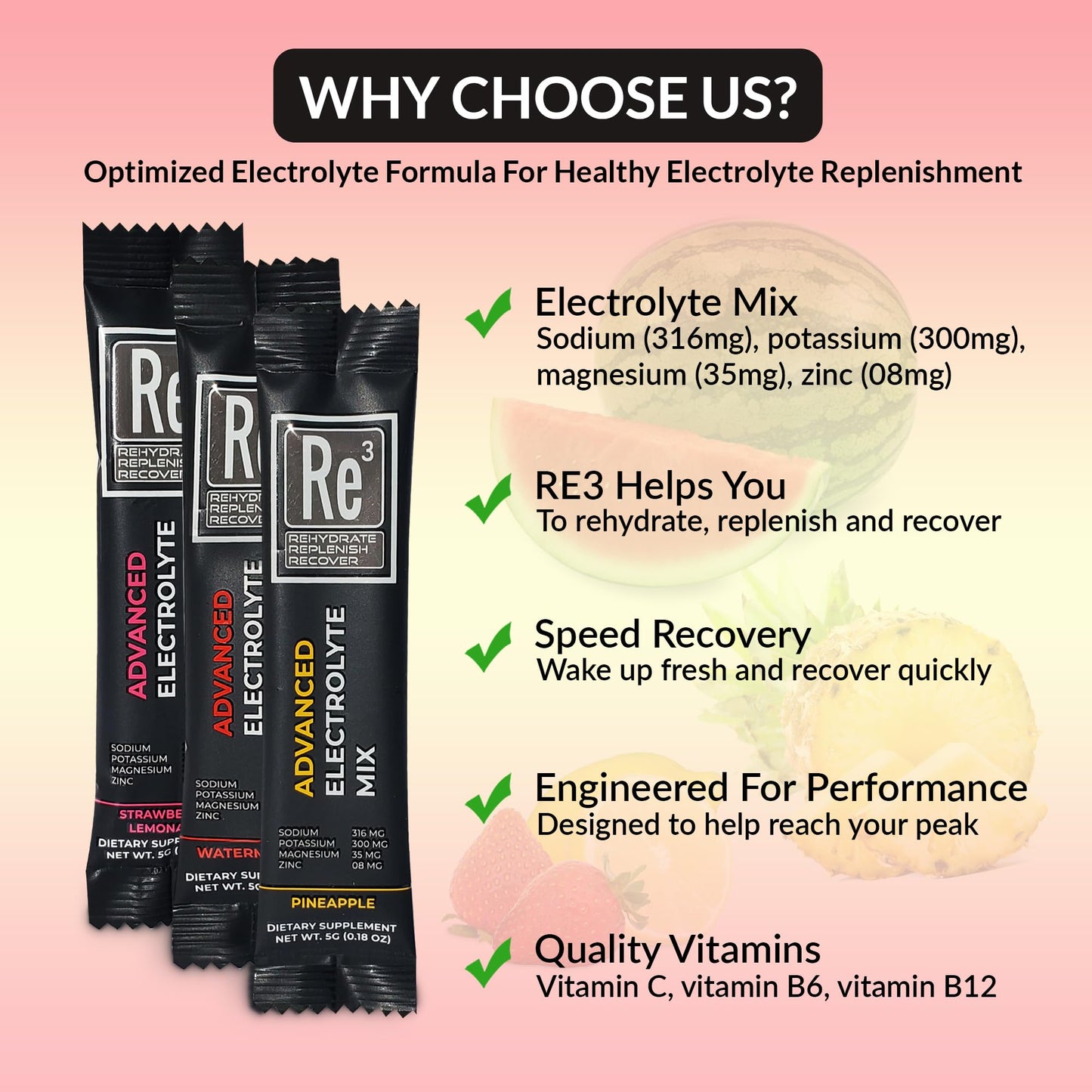 REHYDRATE REPLENISH RECOVER Re3 Powder 3.24 oz
