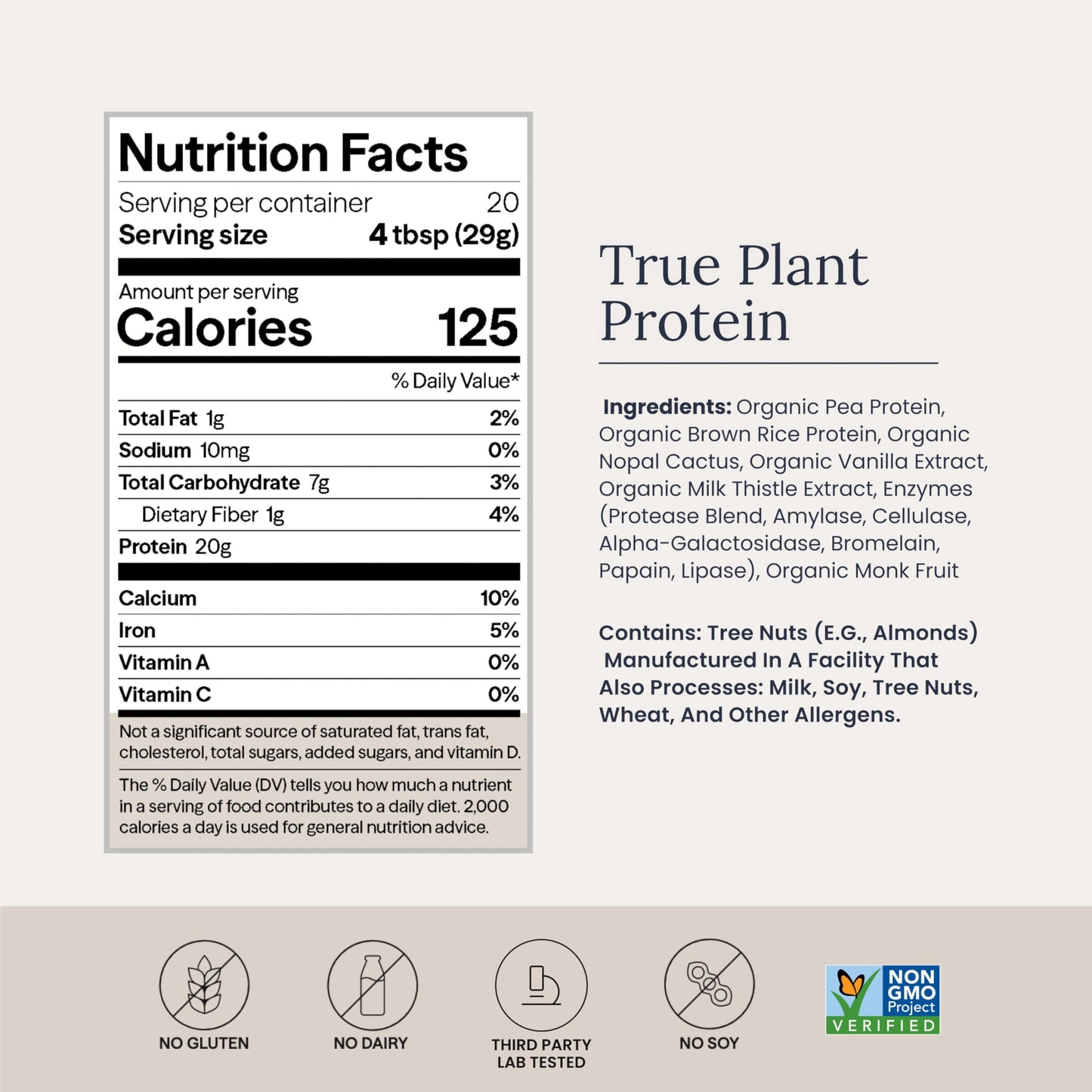 Infinity Greens Organic Plant Based Protein Powder, Hemp & Brown Rice Protein with Enzymes & Prickly Pear Nopal Cactus, Vegan, Sugar Free, Soy Free, Whey Free, Non-GMO (20.4589)