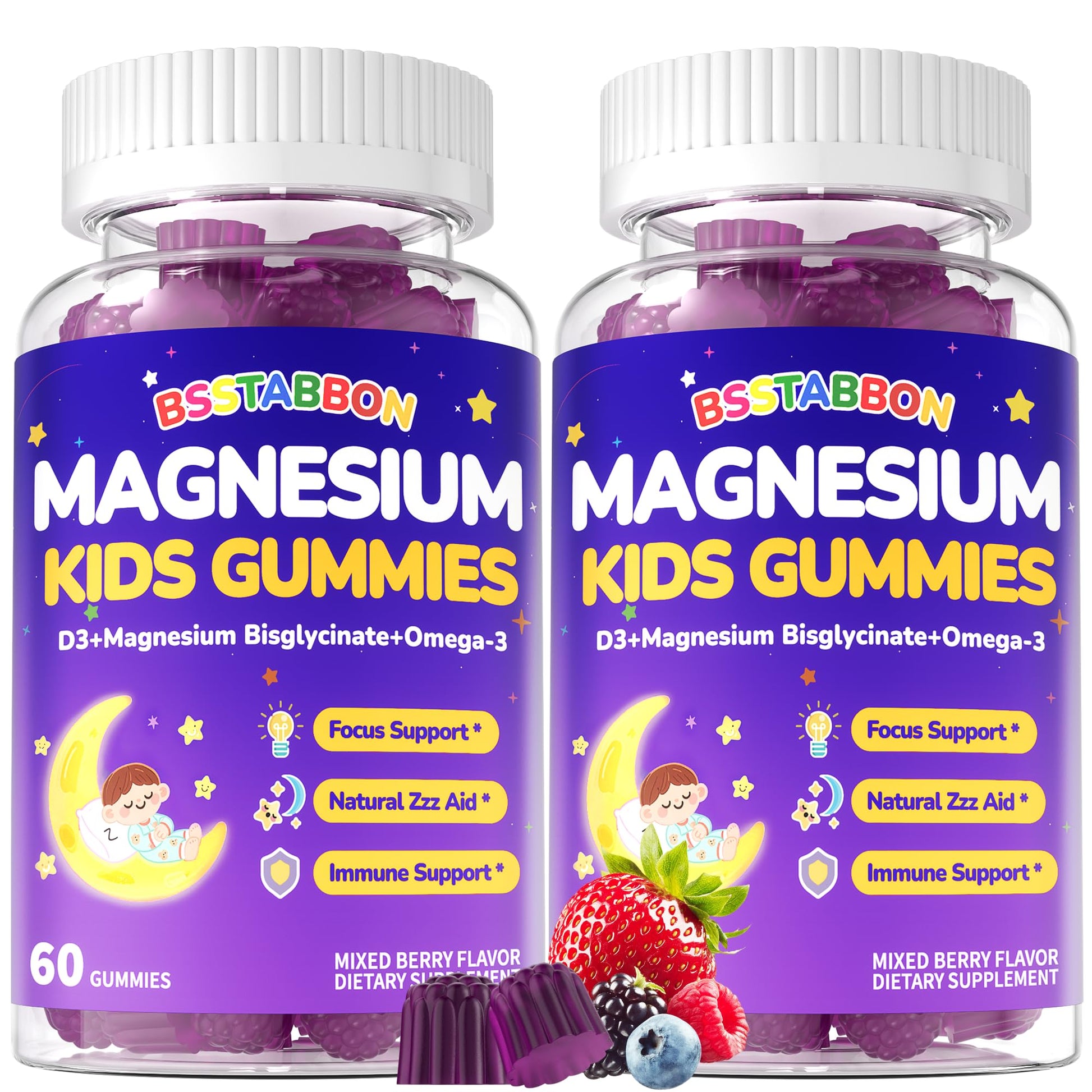 BSSTABBON Kid's 4+ Magnesium Glycinate Gummies 120 Gummies