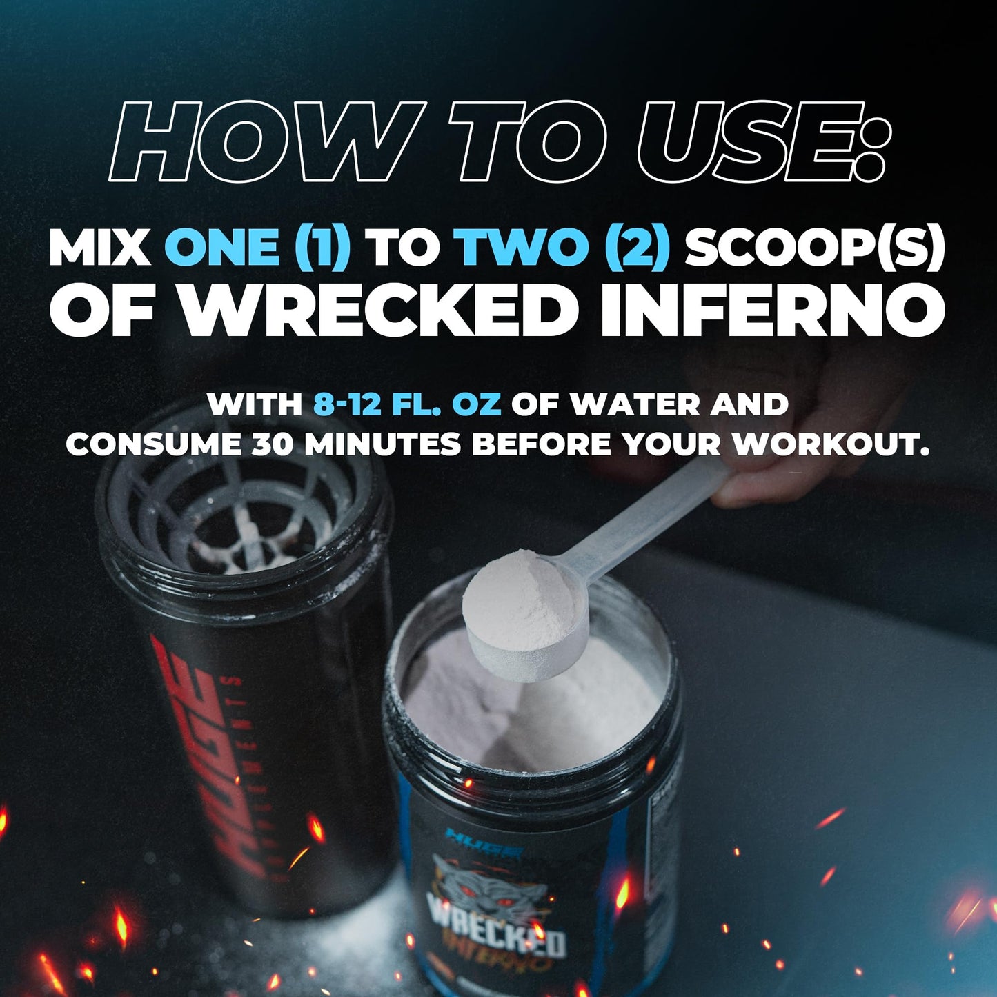 Huge Supplements Wrecked Inferno Thermogenic Pre Workout Powder, 15.5 oz