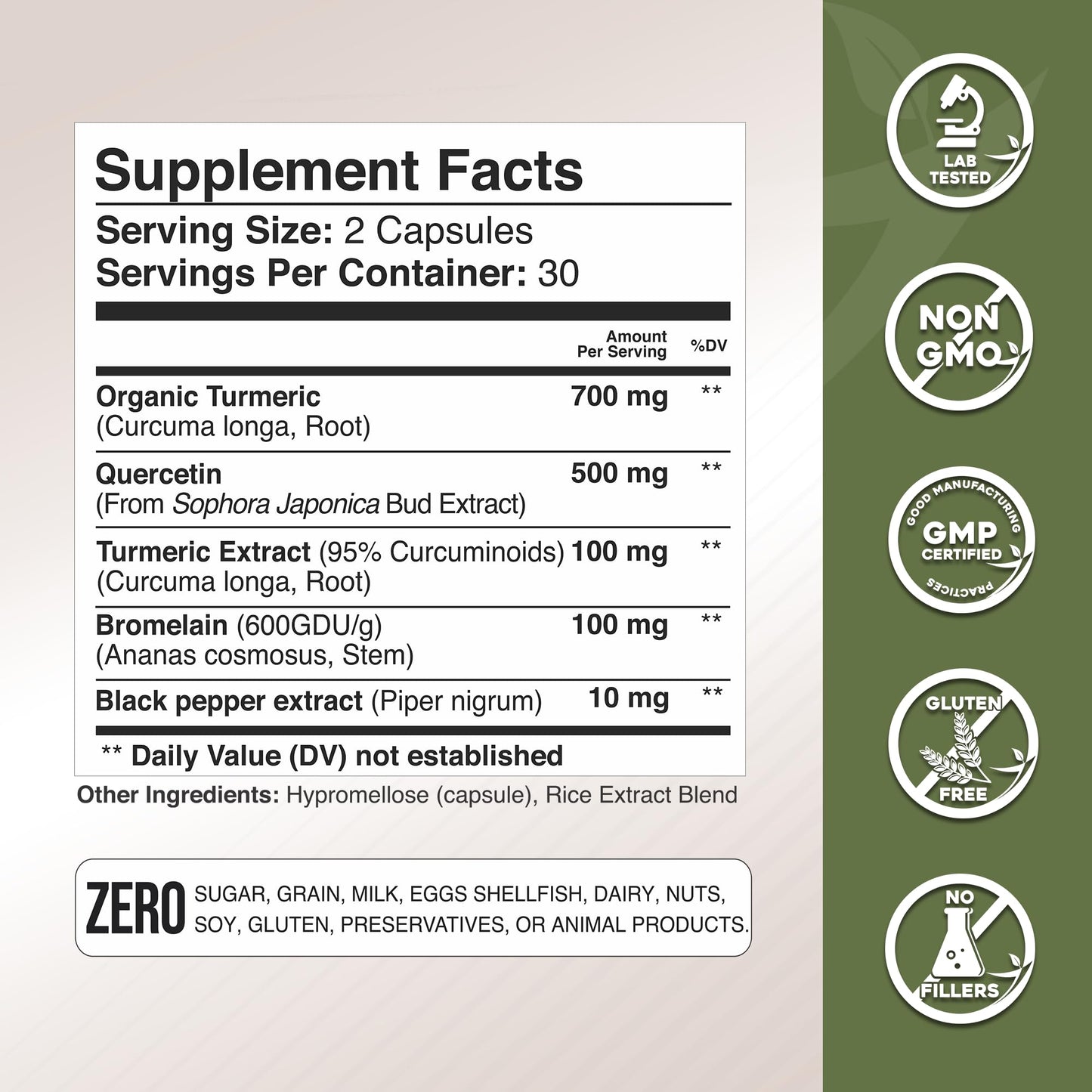 GADE NUTRITION BOOST YOUR HEALTH Turmeric Quercetin with Bromelain 60 Capsules
