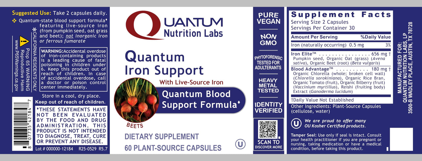 Quantum Nutrition Iron Support Capsules, 60 Count