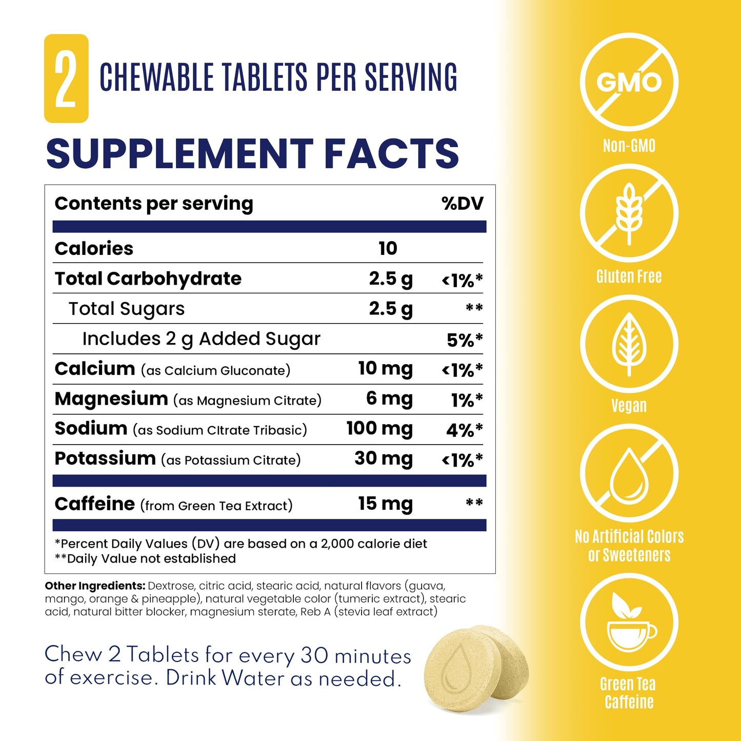 SaltStick Electrolyte FastChews Tropical Twist with Caffeine 60 Chewables