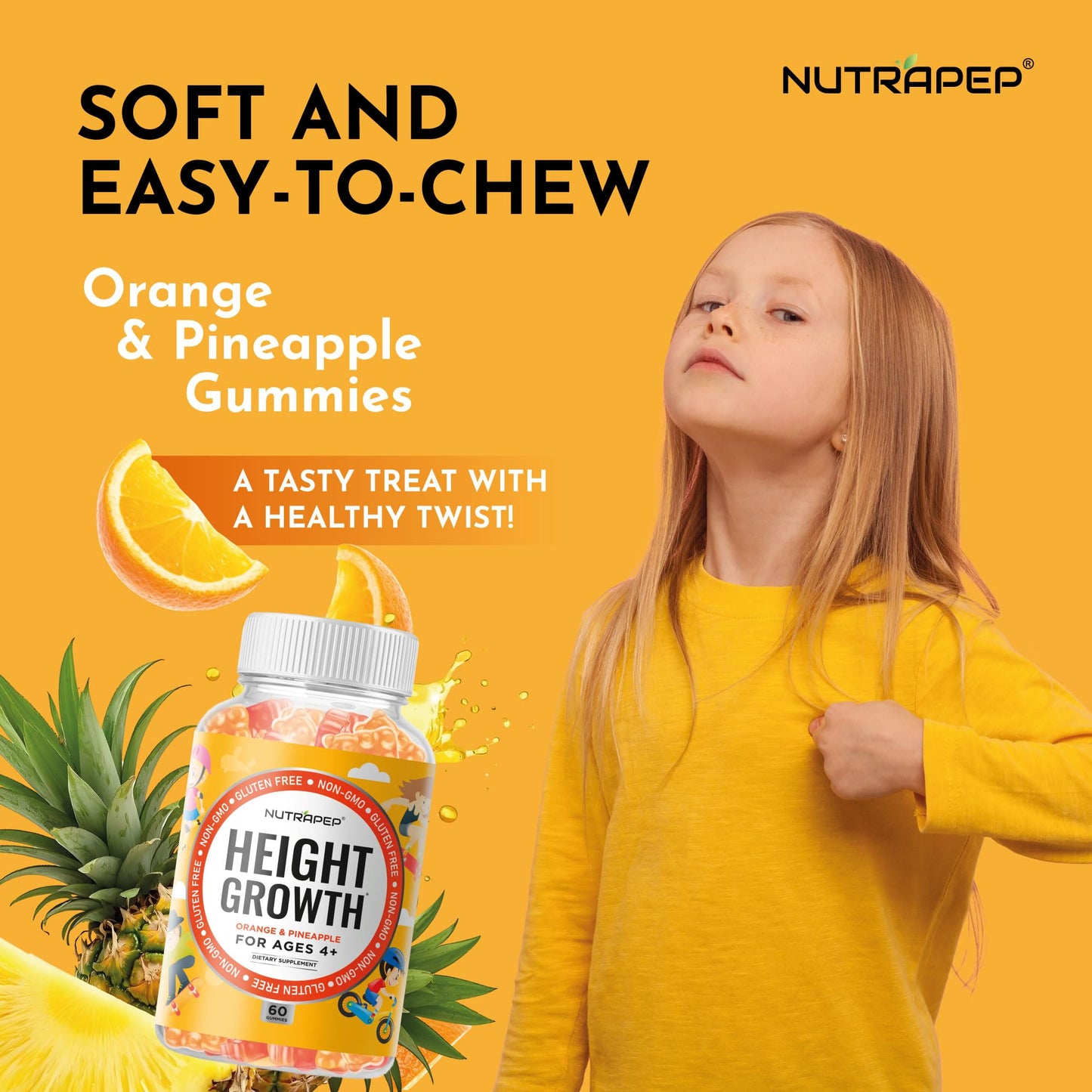 NutraPep Teens Height Growth Gummies 60 Count