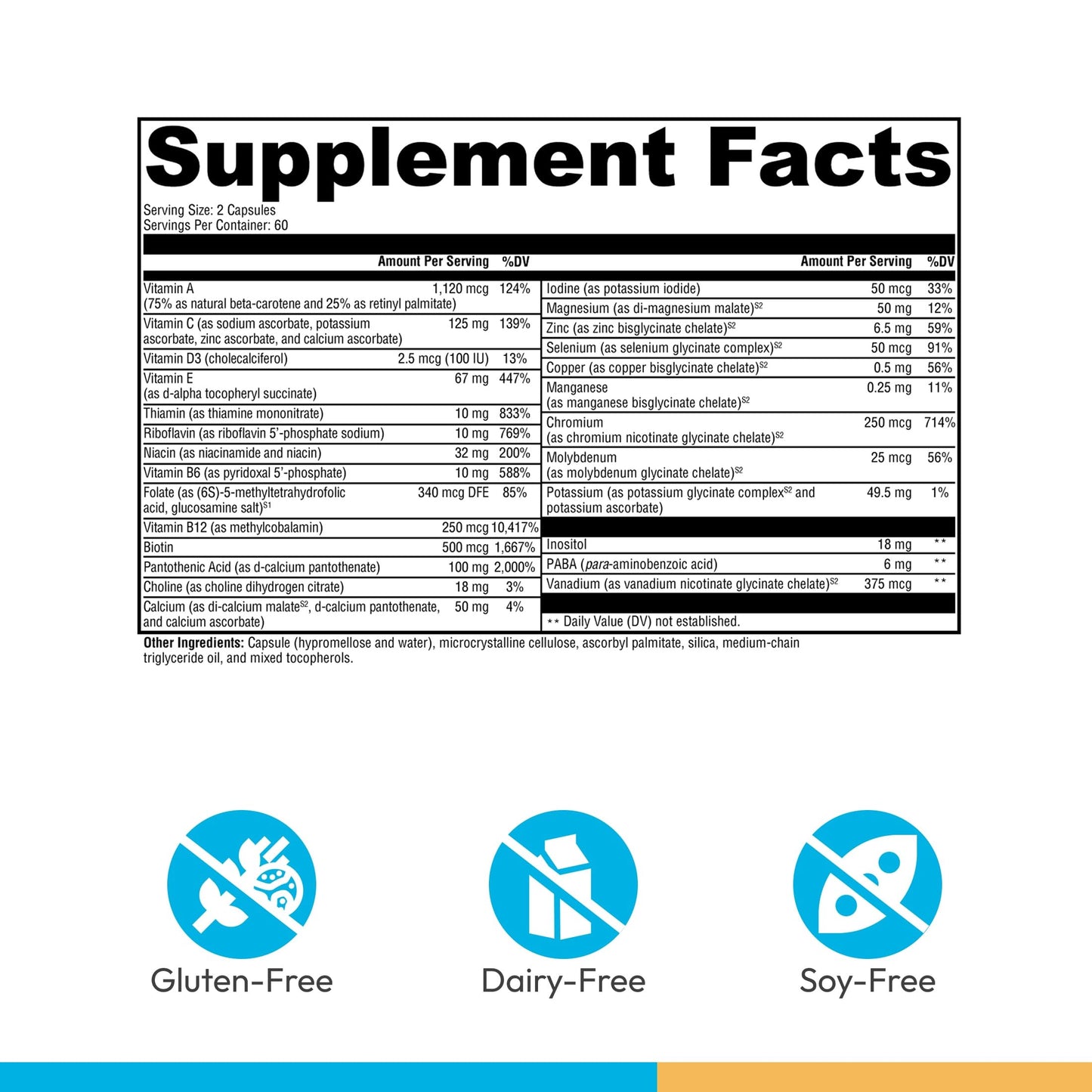 XYMOGEN ActivNutrients Without Iron No Iron Multivitamin for Wellness Support Energy Production & Immune Support Antioxidant Activity Gluten-Free & Dairy-Free Capsules 120