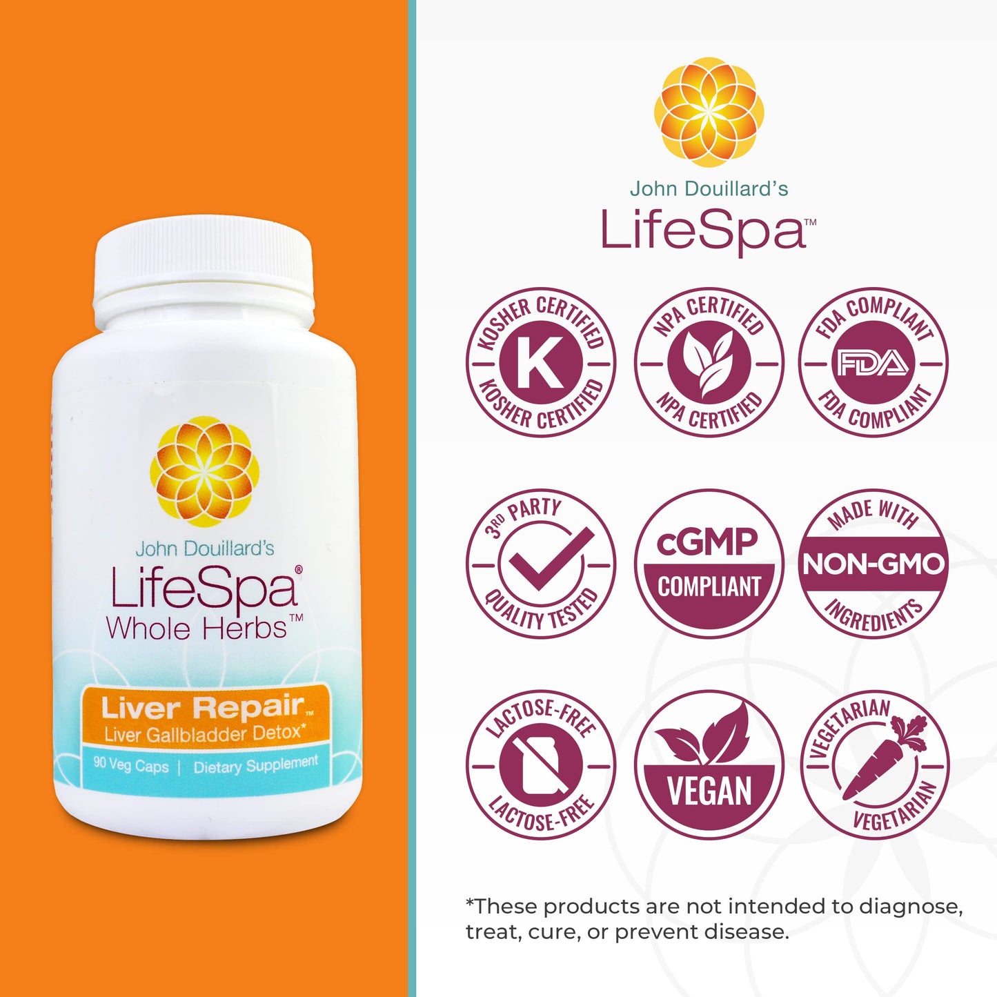 LifeSpa Whole Herbs Liver Repair Capsules, 90 Capsules