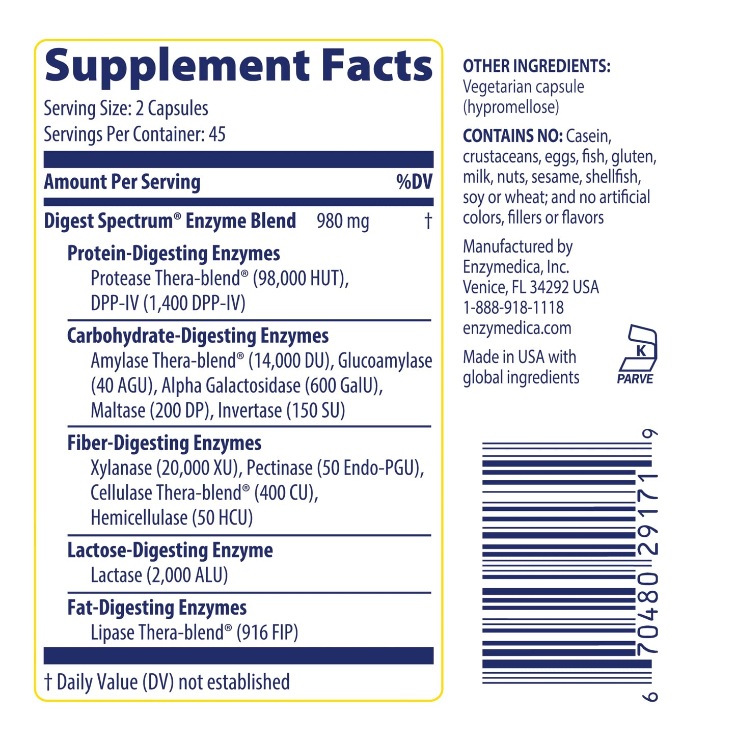 Enzymedica Digest Spectrum Capsule 90 Count