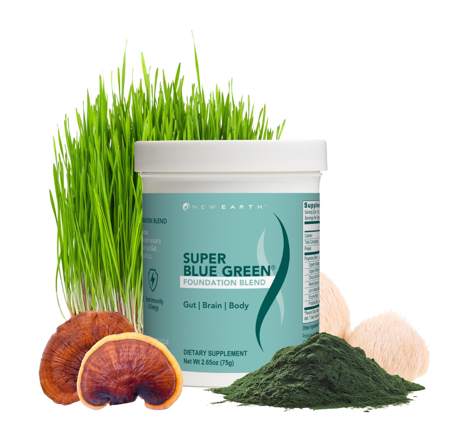 New Earth Super Blue Green Greens Made Greater Powder Supplement 2.65 Ounce