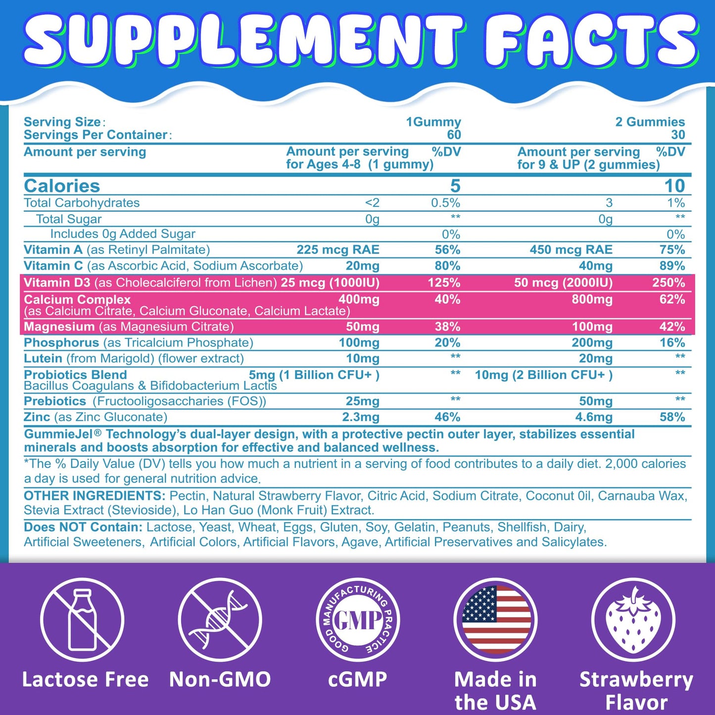 Nextdia Akkermansia Probiotics Gummies with Prebiotics Fiber & Calcium + D3 & Magnesium, 120 Gummies