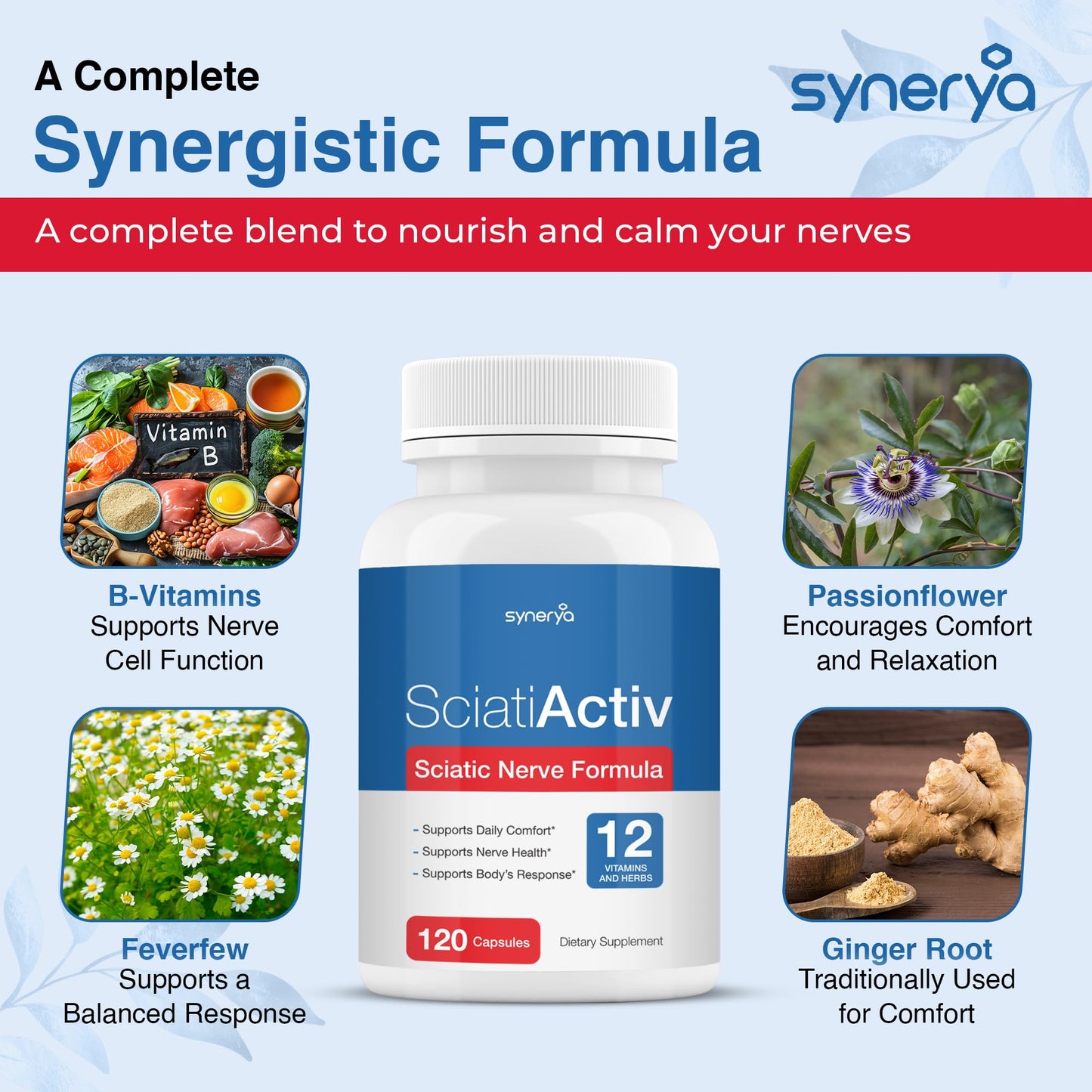 SYNERYA Sciati Alpha Lipoic Acid & Vitamin B Complex for Sciatica Dietary Supplement, Capsules, 120 Capsules