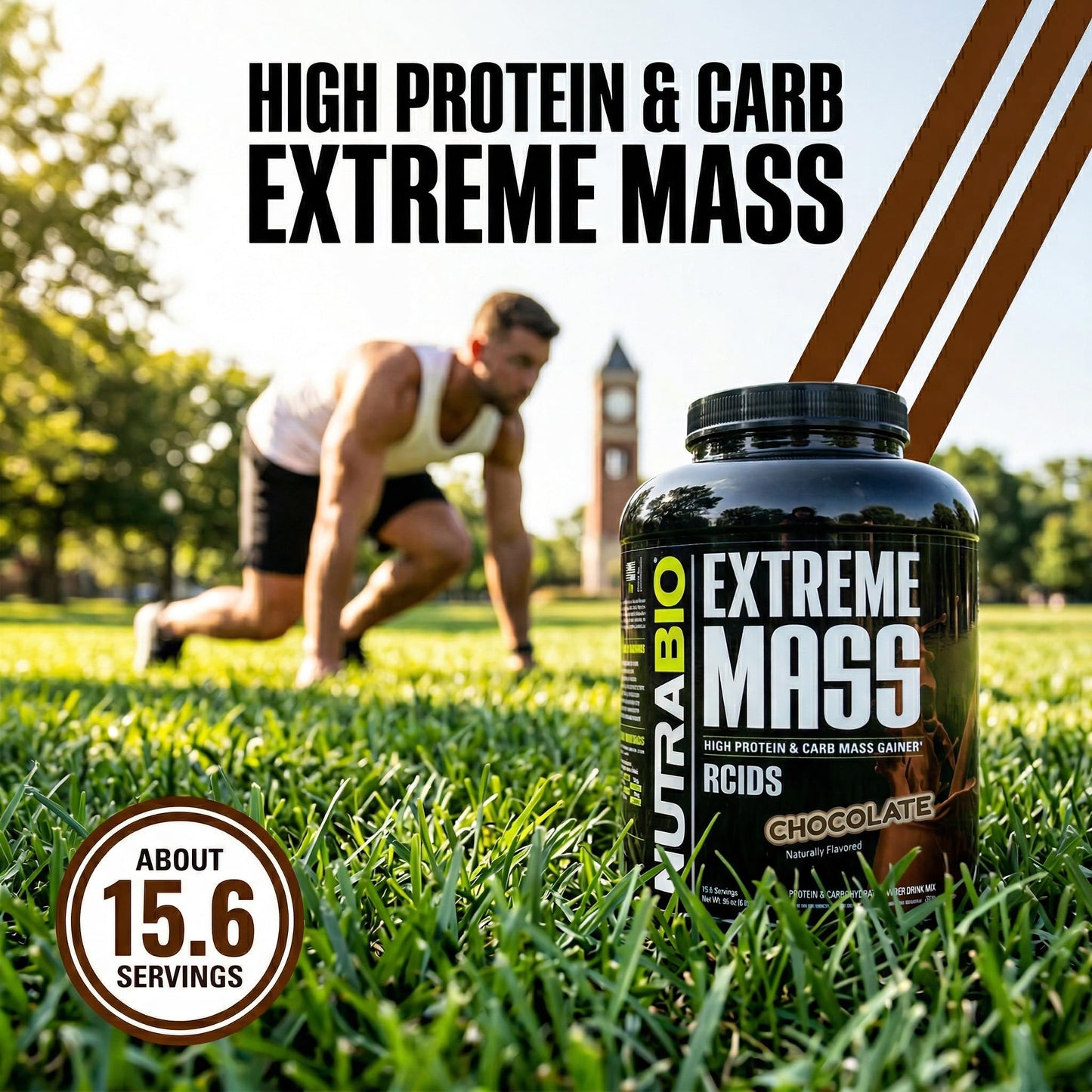 NutraBio Extreme Mass Gainer Protein Powder Chocolate, 6 Pound, 96 Servings