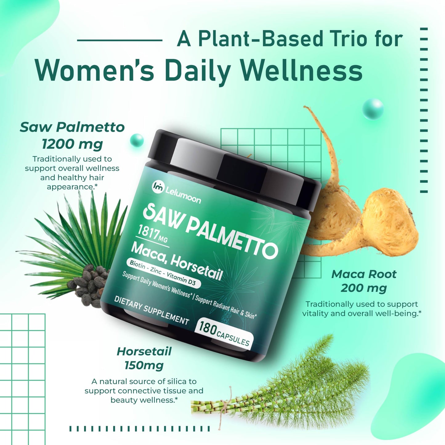 LELUMOON Saw Palmetto 1817 mg Capsules, 180 Count