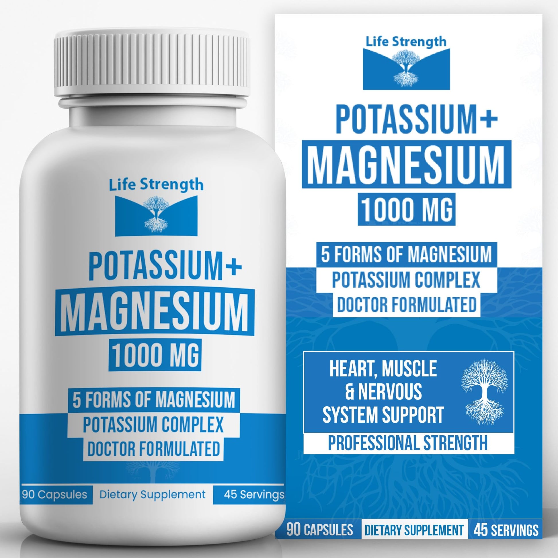 LifeStrength Potassium Magnesium Supplement 1000mg Capsule, 90 Count