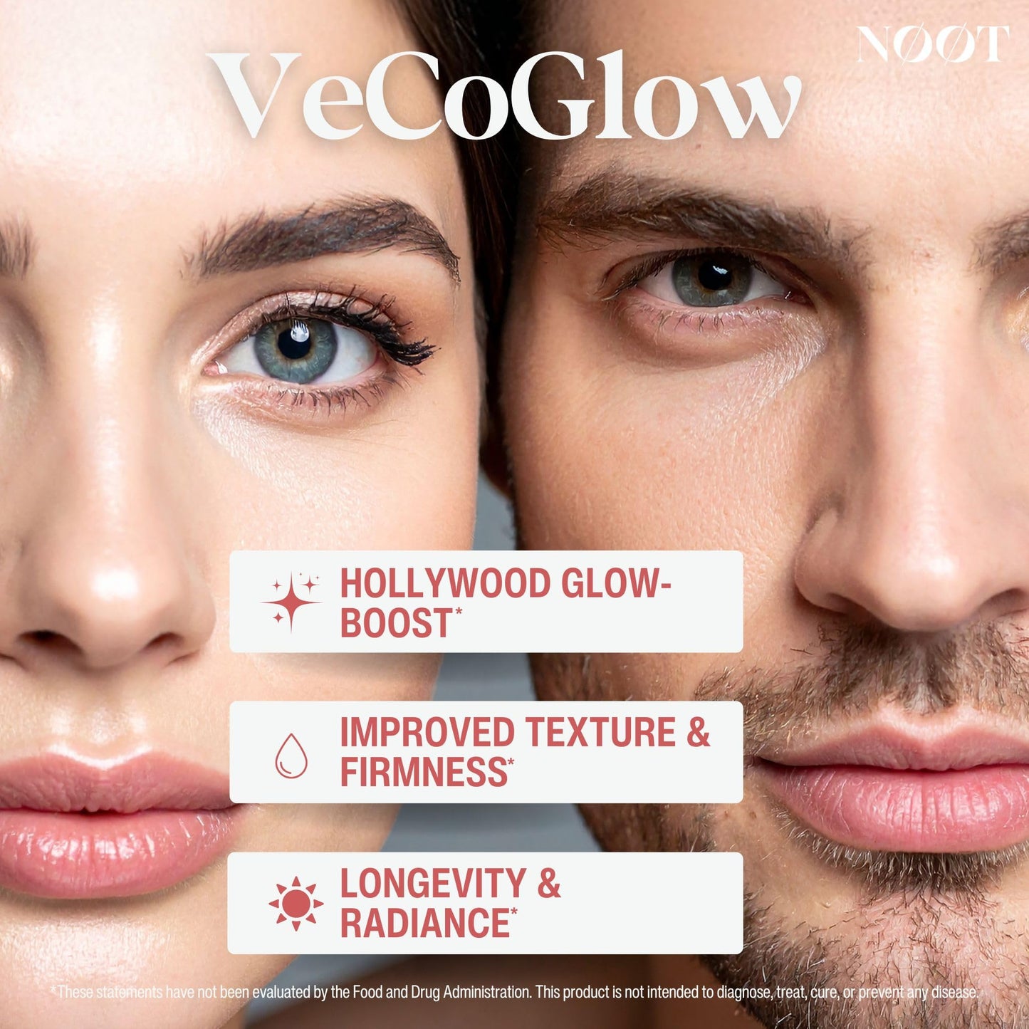 NØØT VeCoGlow Vegetarian Collagen for Women and Men with Vitamin C, Bioactive Eggshell Membrane Collagen Peptides (Types I, V & X) for Plump, Glowing, Smooth & Firm Skin, Hair Strength, 60 Capsules