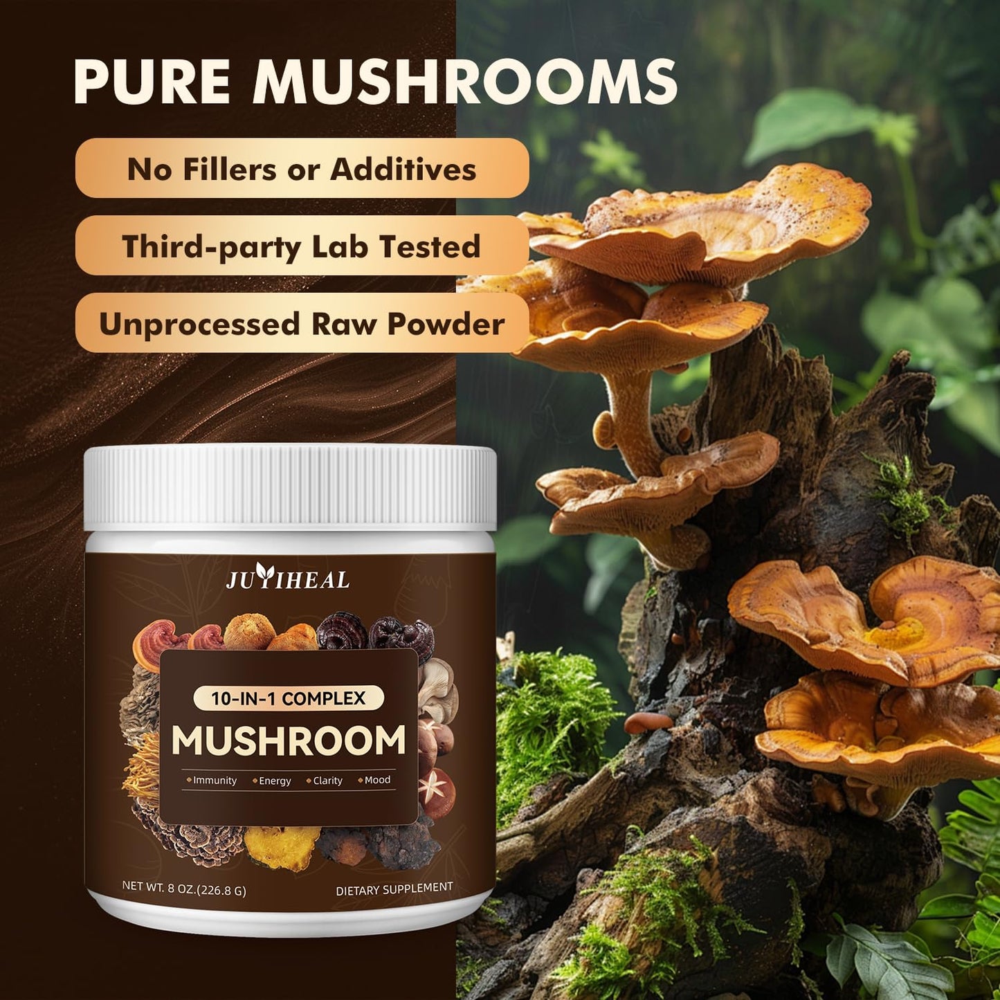 JUYIHEAL 10-in-1 Mushroom Powder 8oz