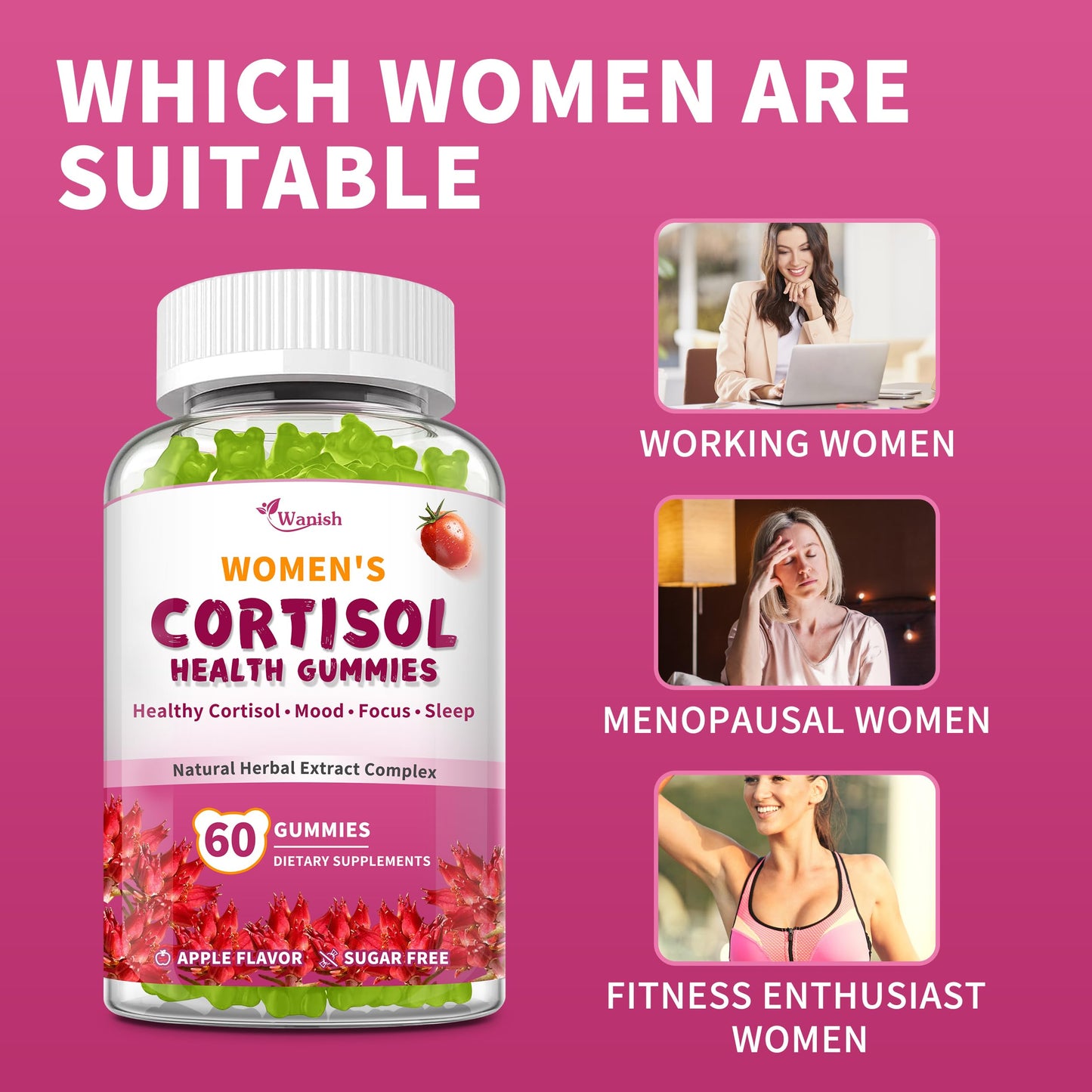 Wanish Cortisol Manager Gummies 60 Count