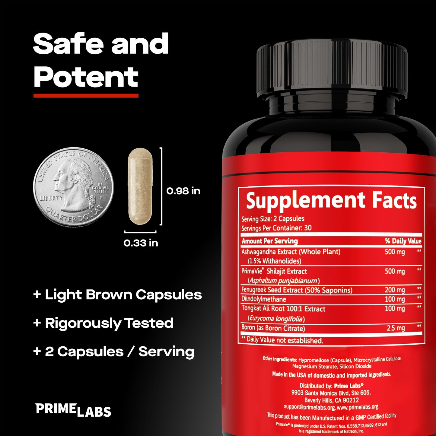 Prime Labs Prime Test Pro Testosterone Supplement for Men 60 Capsules