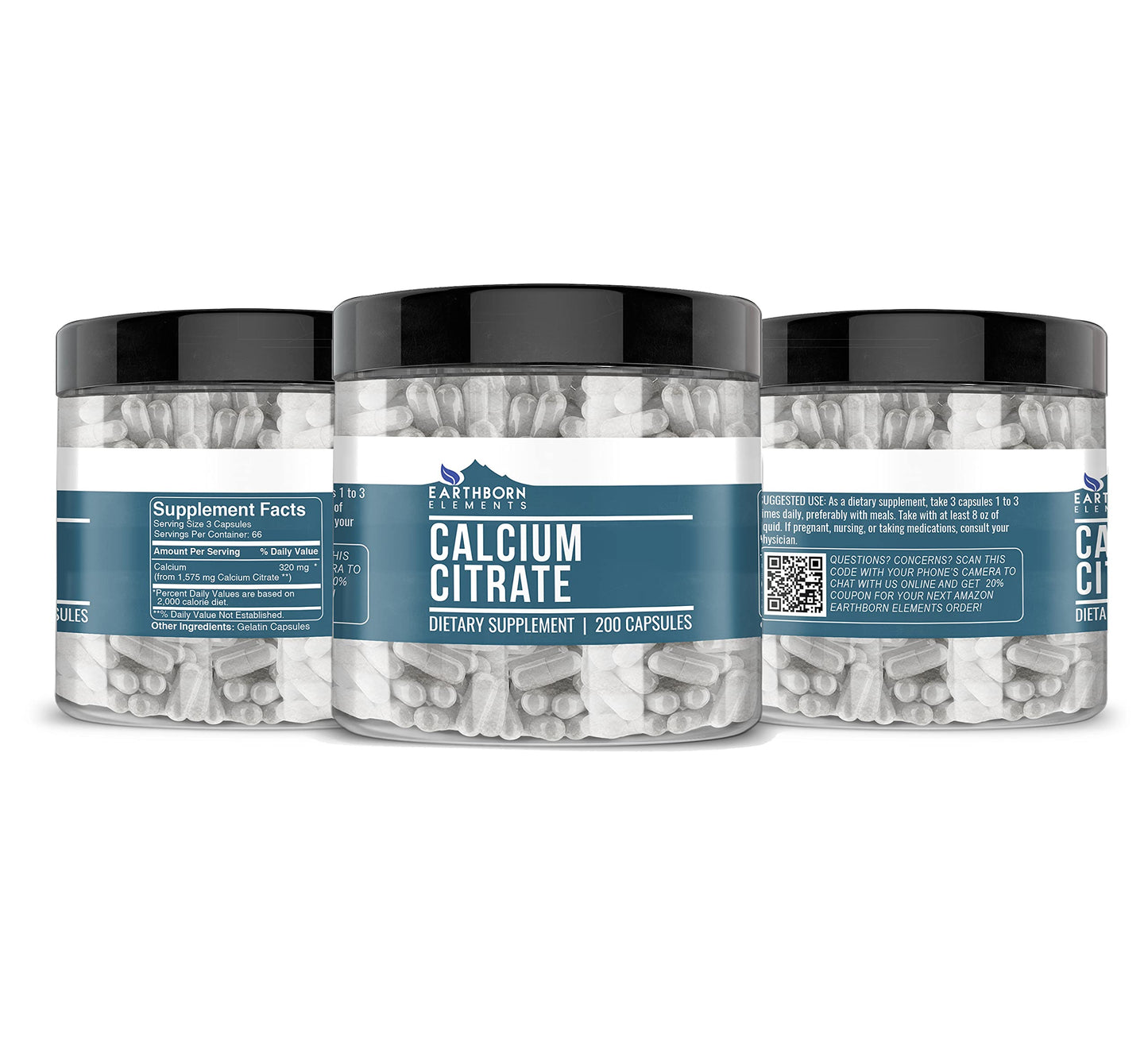 Earthborn Elements Calcium Citrate Capsules 200 Count
