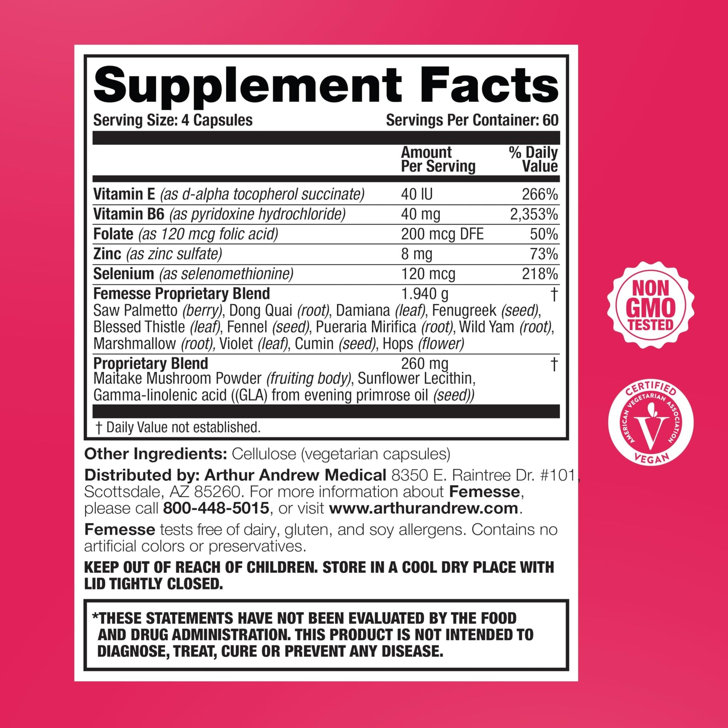 Arthur Andrew Medical Femesse Breast & Balance Capsules, 240 Count