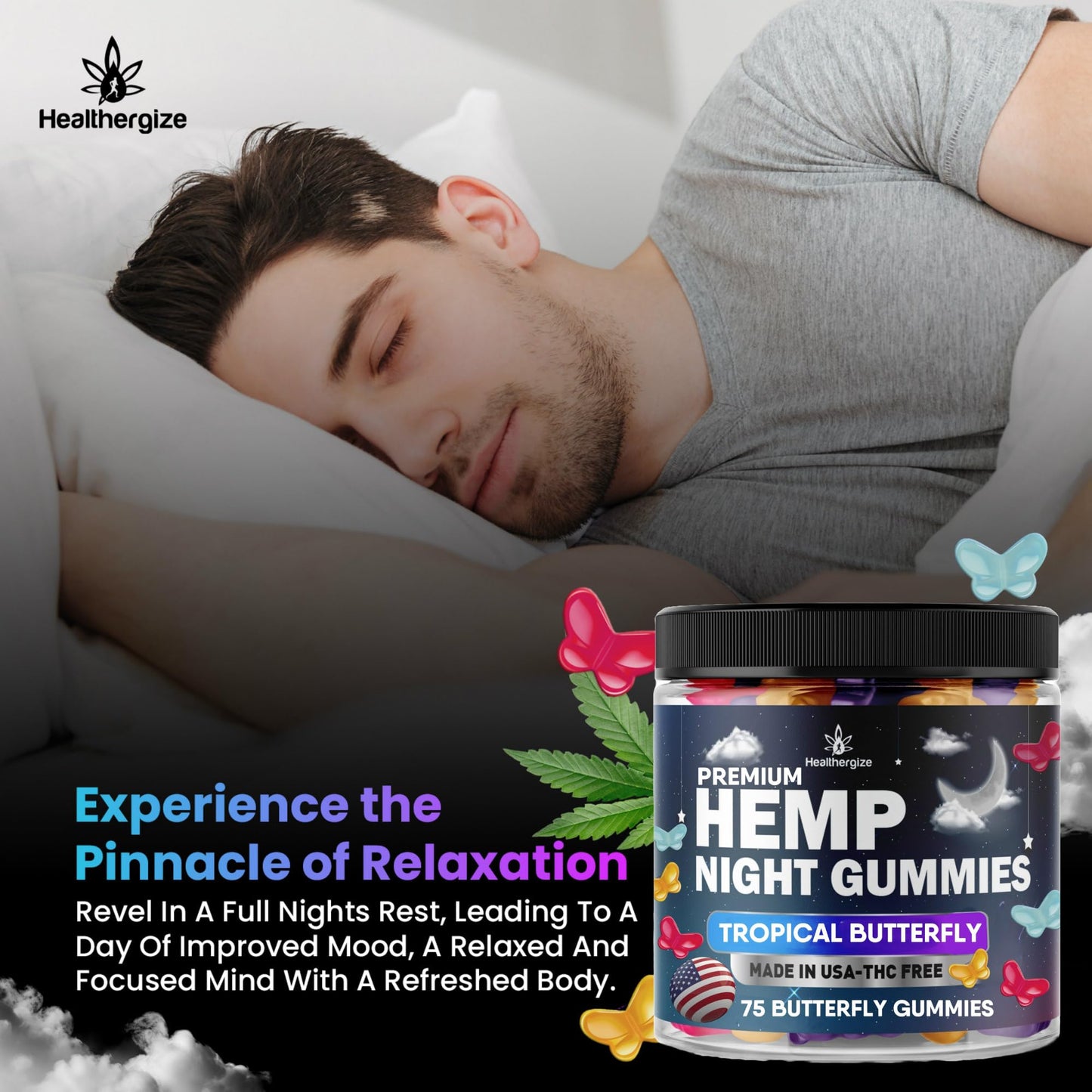 Healthergize Hemp Gummies for Sleep & Calm 75 Count