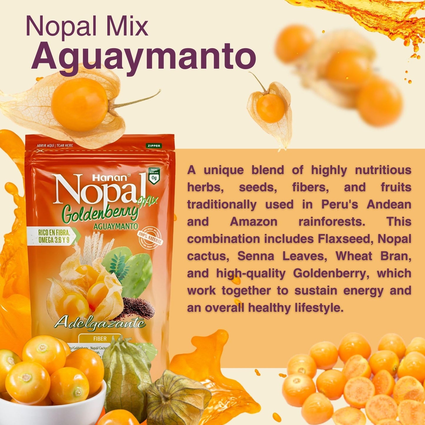 Hanan Nopal Mix Aguaymanto Powder, 16 oz