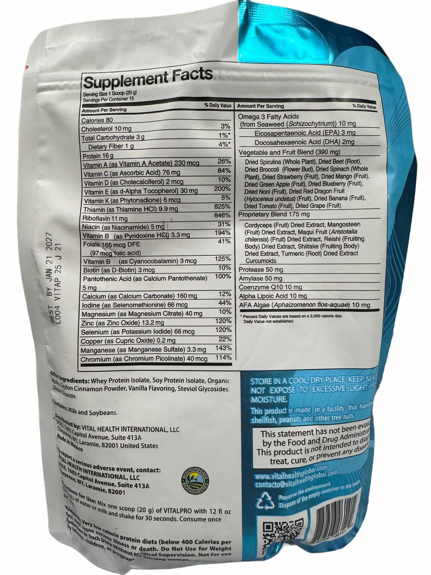 Generic Vitalpro Vanilla Whey Protein Powder, 16g Protein, 10.6 oz (Pack of 2)