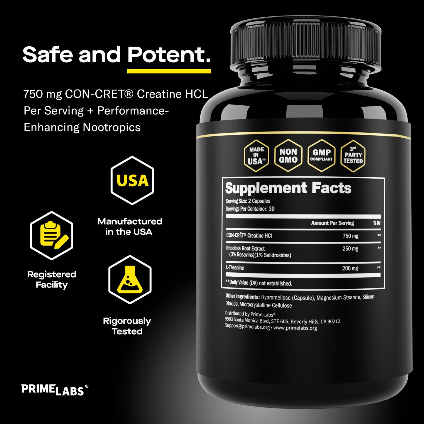 Prime Labs Organic Black Maca & Creatine HCl Capsules, 120 Capsules